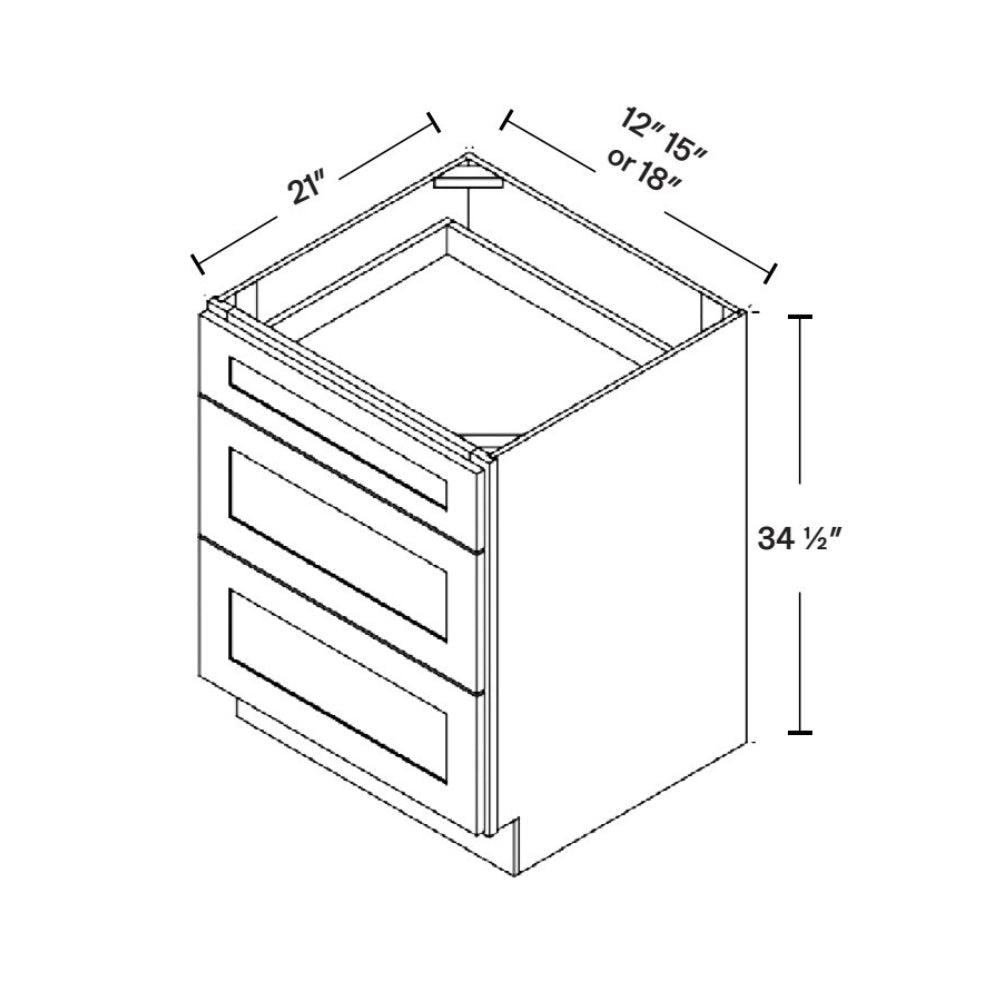 12" Modern Style Bathroom Vanity Drawer Base Set 3VDB12