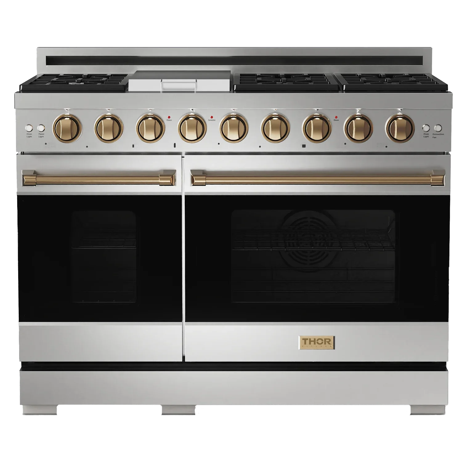 Thor Kitchen Gordon Ramsay Series 48-Inch Professional Liquid Propane/Gas Range with Double Oven in Stainless Steel with Bronze Trim RSG48E-BRZ/RSG48ELP-BRZ