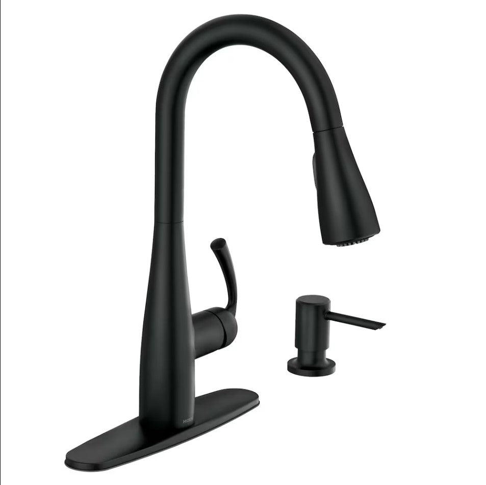 MOEN Essie Pull Down Kitchen Faucet/Tap with Soap Dispenser in Matte Black 87014BL