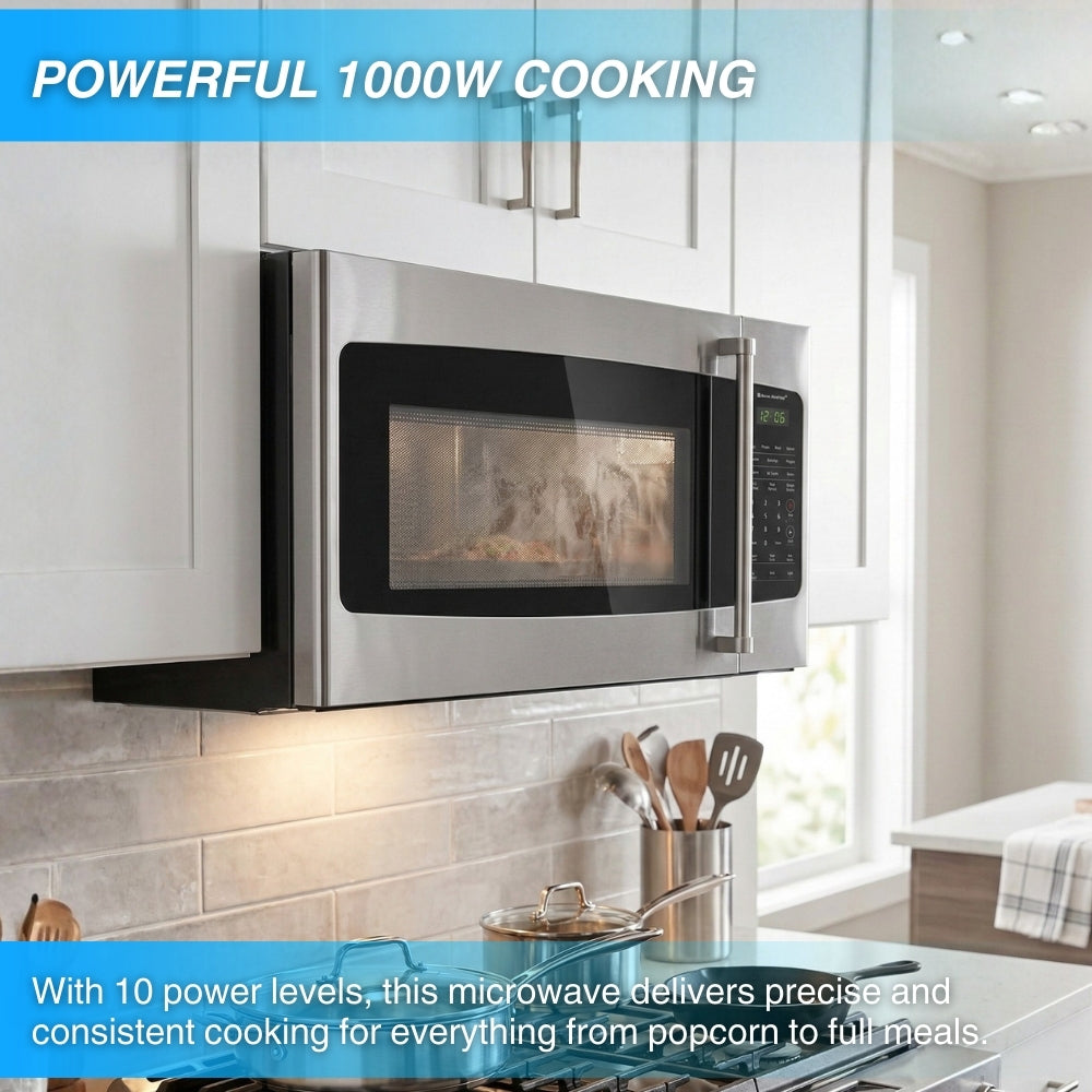 Crown 30 Inch Over-the-Range Microwave Oven with Smart Sensor Cooking, Stainless Steel, HOR3001 - Microwave Ovens - Crown