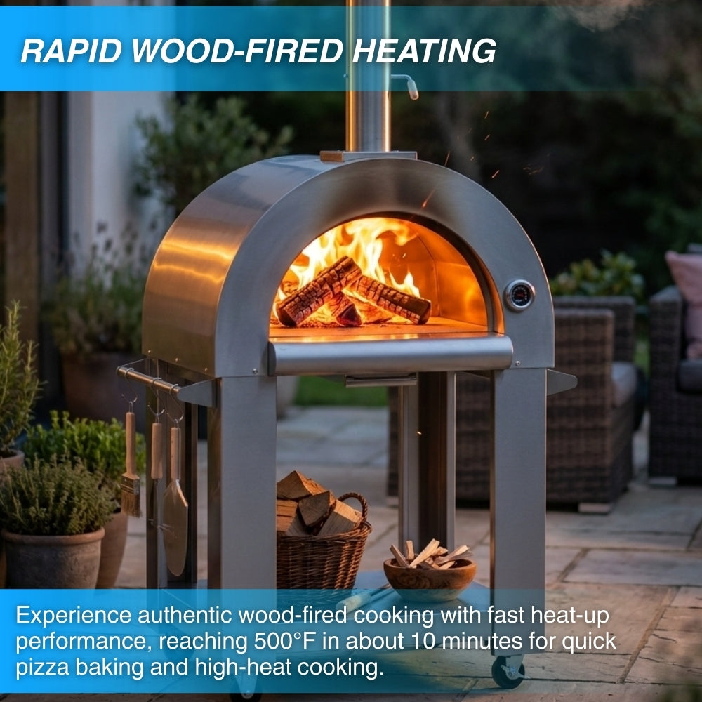 Crown Wood Fired Stainless Steel Outdoor Pizza Oven HPO01RS, Accessories Included (Pickup Price) - BBQ - Crown