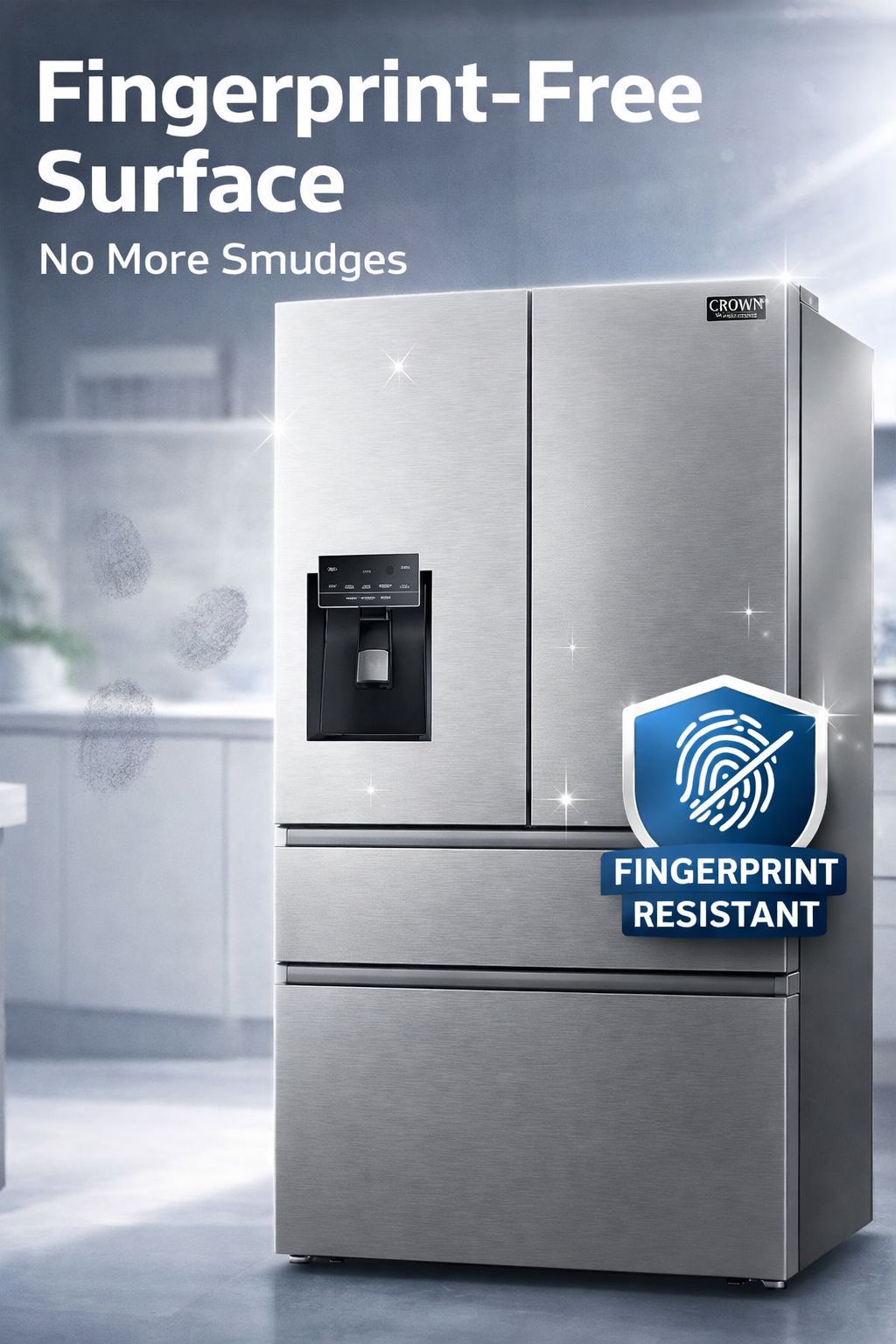 Crown 36 Inch 4-Door Counter Depth Refrigerator with Ice & Water Dispenser ARF3601 (Local Pick-up)