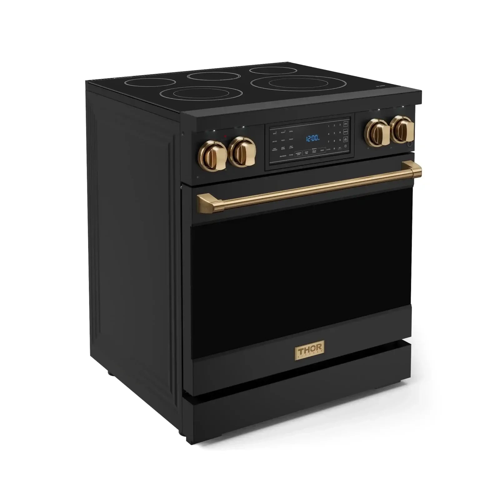 Thor Kitchen Gordon Ramsay Series 30-Inch Professional Electric Range with Tilt Panel Touch Control in Black with Bronze Trim RSE30B-BRZ