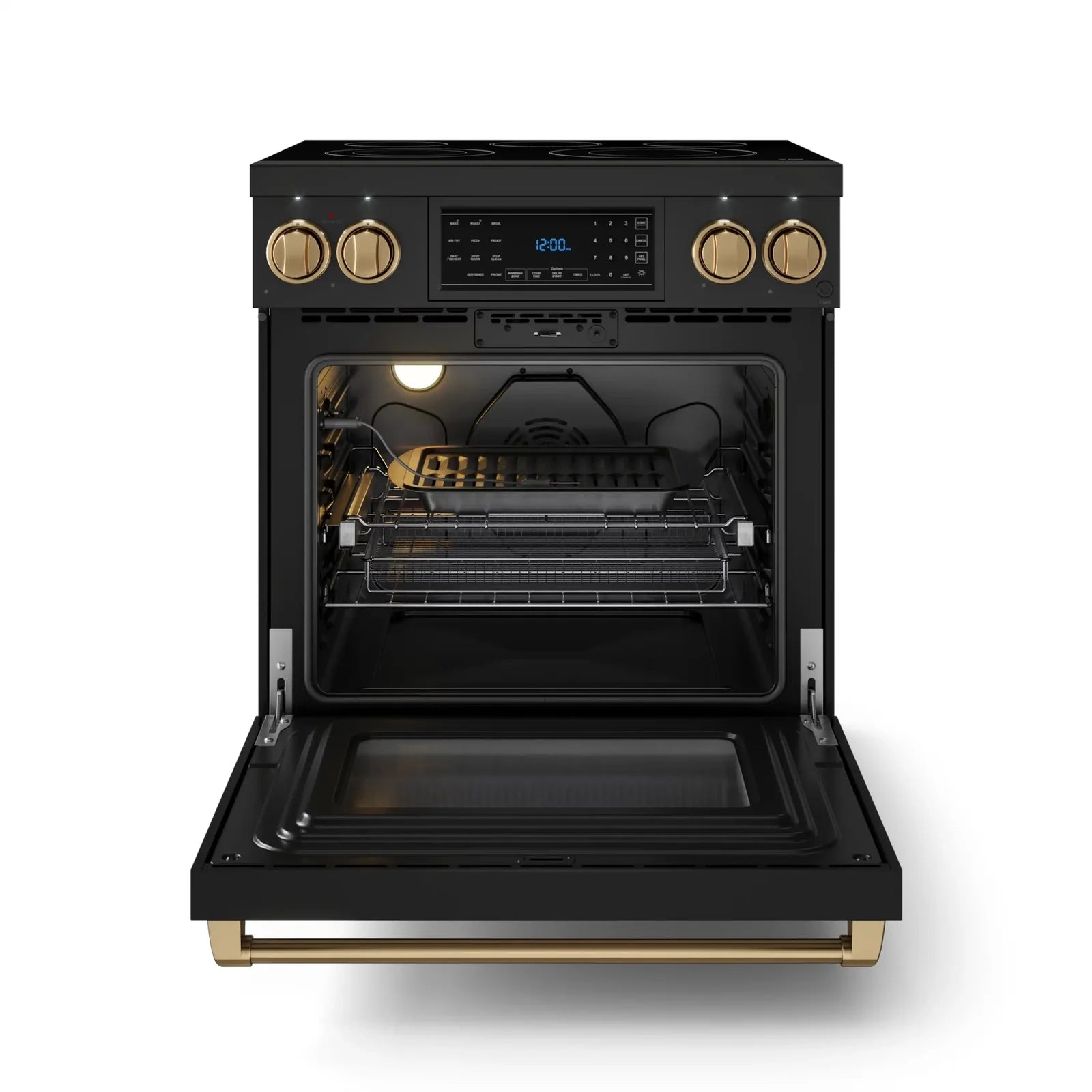 Thor Kitchen Gordon Ramsay Series 30-Inch Professional Electric Range with Tilt Panel Touch Control in Black with Bronze Trim RSE30B-BRZ