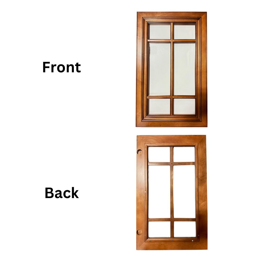 Glass Cabinet Door, Solid Wood, Coffee Glaze Color