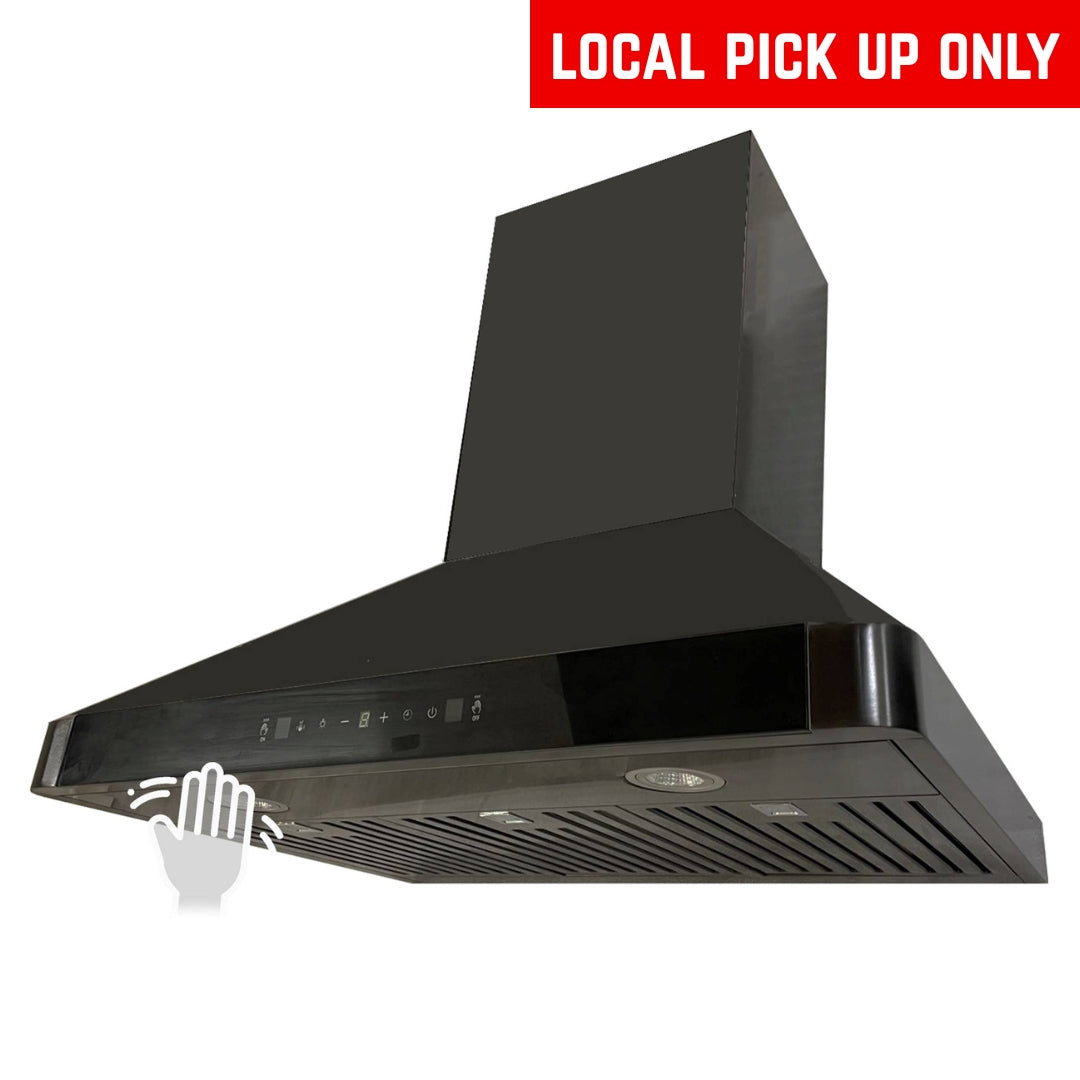 Hotte de cuisine murale 30" 850 CFM en acier inoxydable noir à commande gestuelle PRO-B15BS