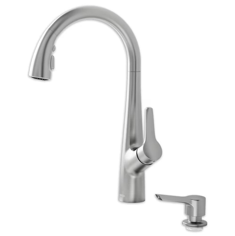 American Standard Kerris Single Handle 3-Spray Pull-Down Kitchen Faucet in Stainless Steel with Soap Dispenser