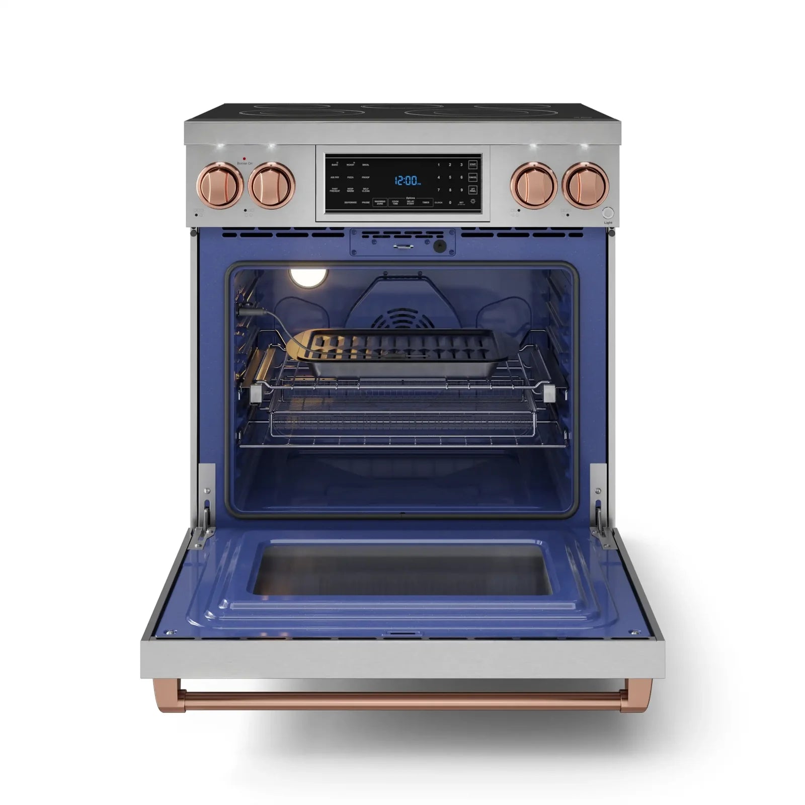 Thor Kitchen Gordon Ramsay Series 30-Inch Professional Electric Range with Tilt Panel Touch Control in Stainless Steel with Rose Gold Trim RSE30-RSG