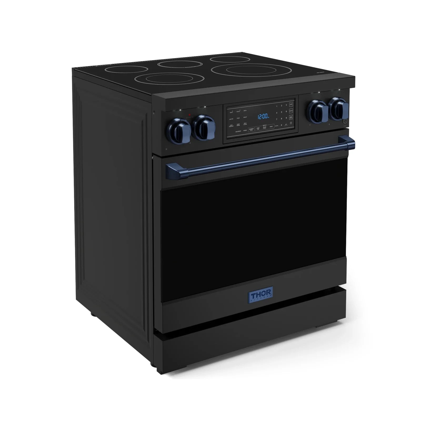 Thor Kitchen Gordon Ramsay Series 30-Inch Professional Electric Range with Tilt Panel Touch Control in Black with Navy Blue Trim RSE30B-BLU