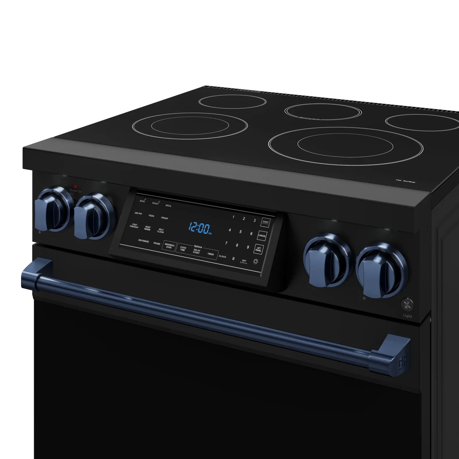 Thor Kitchen Gordon Ramsay Series 30-Inch Professional Electric Range with Tilt Panel Touch Control in Black with Navy Blue Trim RSE30B-BLU