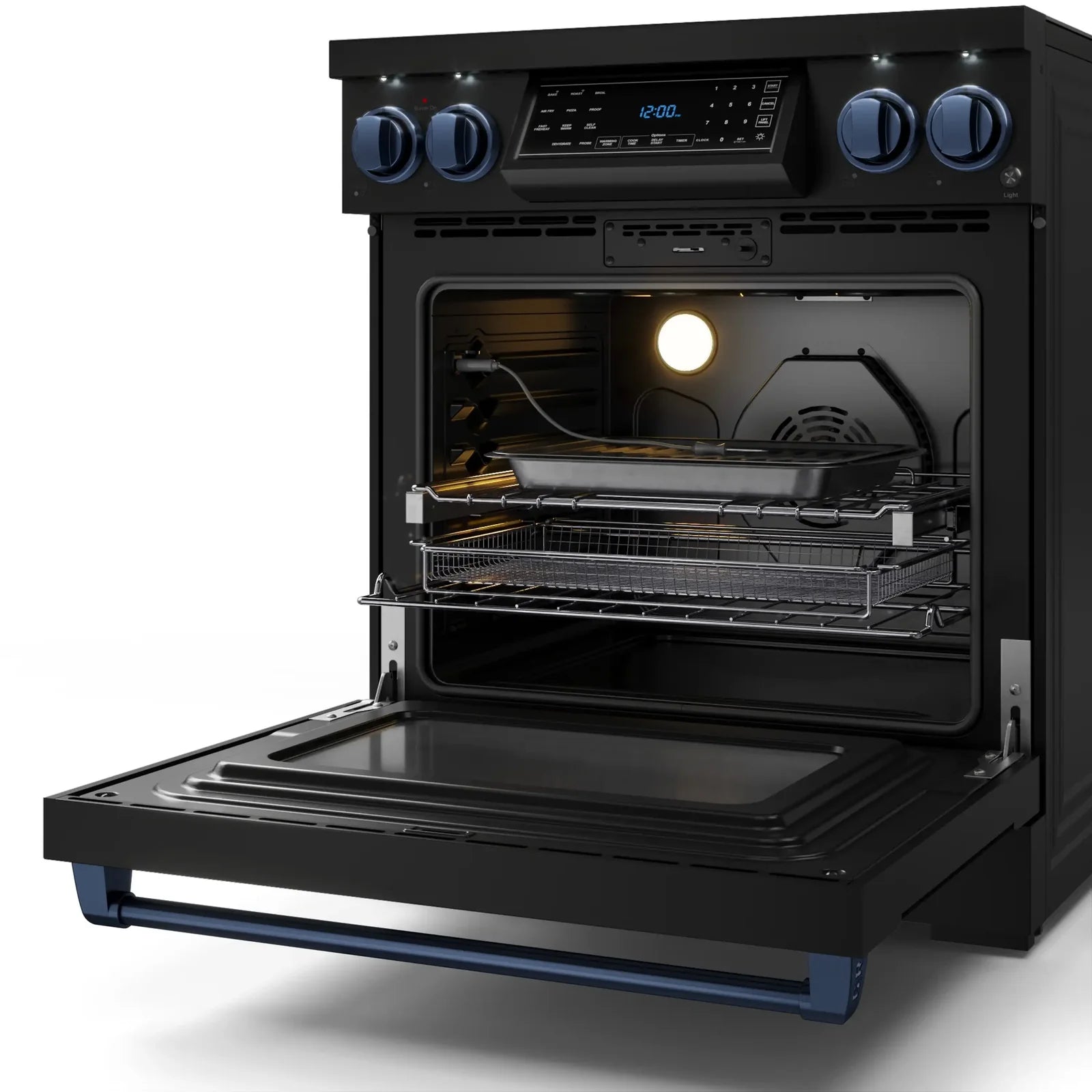 Thor Kitchen Gordon Ramsay Series 30-Inch Professional Electric Range with Tilt Panel Touch Control in Black with Navy Blue Trim RSE30B-BLU