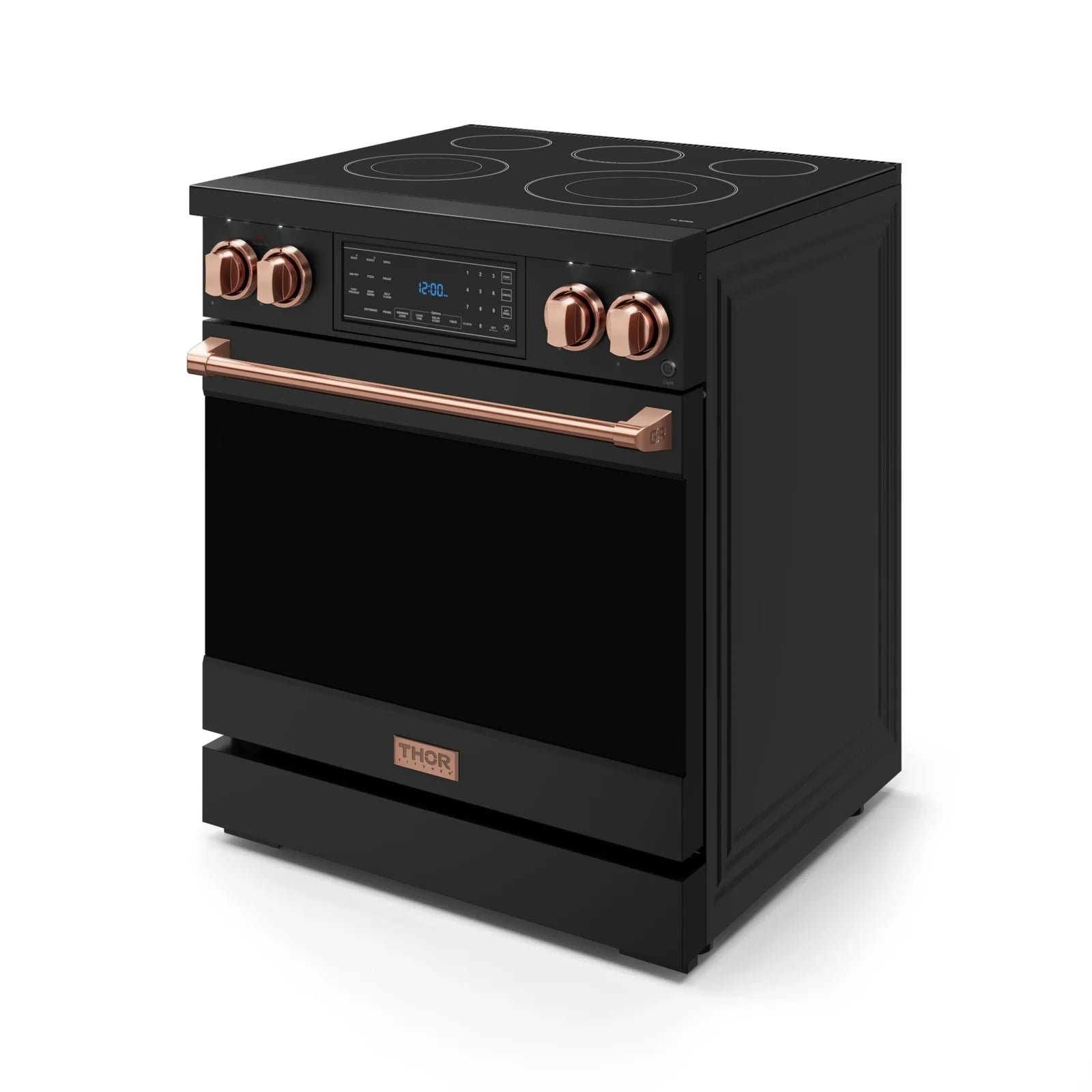 Thor Kitchen Gordon Ramsay Series 30-Inch Professional Electric Range with Tilt Panel Touch Control in Black with Rose Gold Trim RSE30B-RSG
