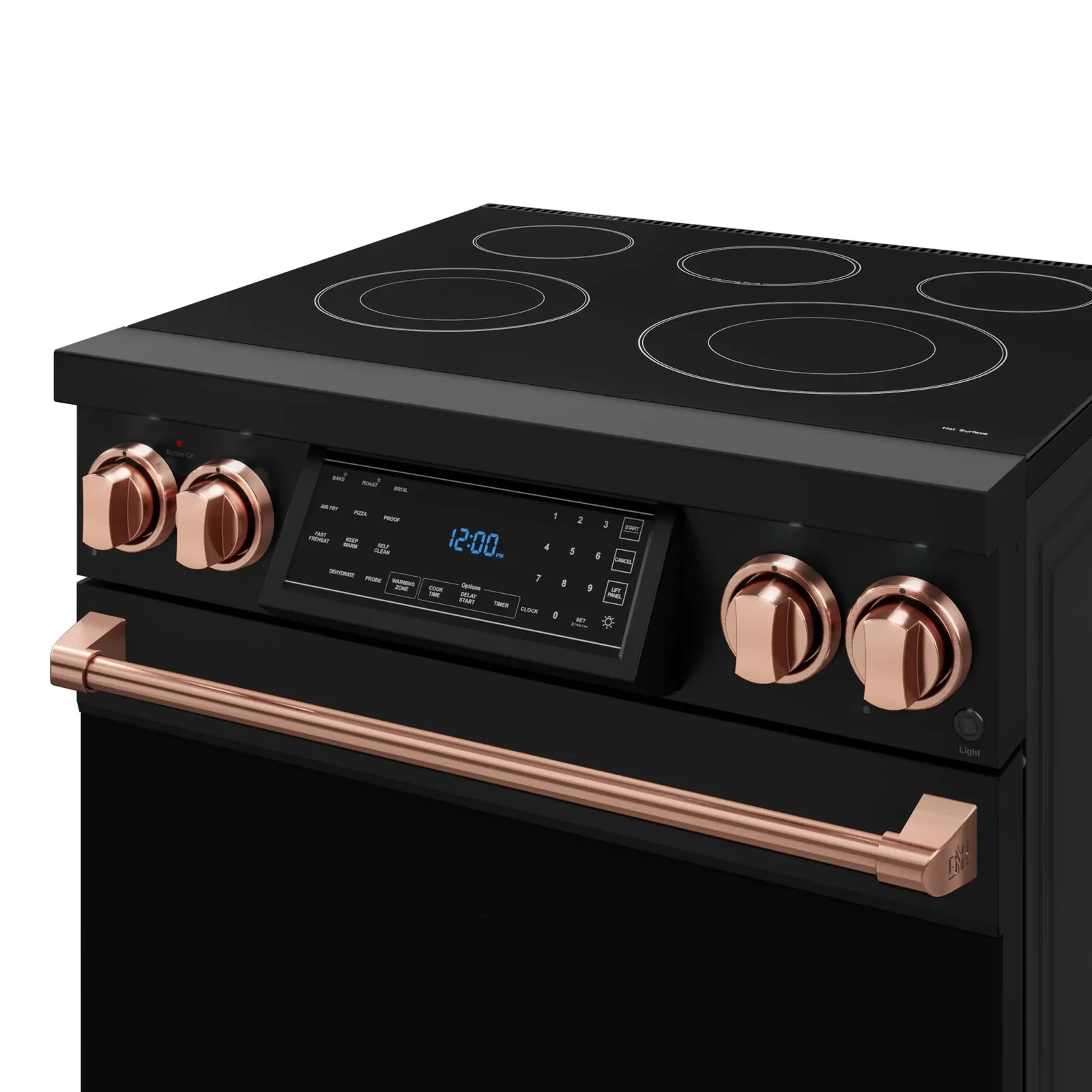 Thor Kitchen Gordon Ramsay Series 30-Inch Professional Electric Range with Tilt Panel Touch Control in Black with Rose Gold Trim RSE30B-RSG