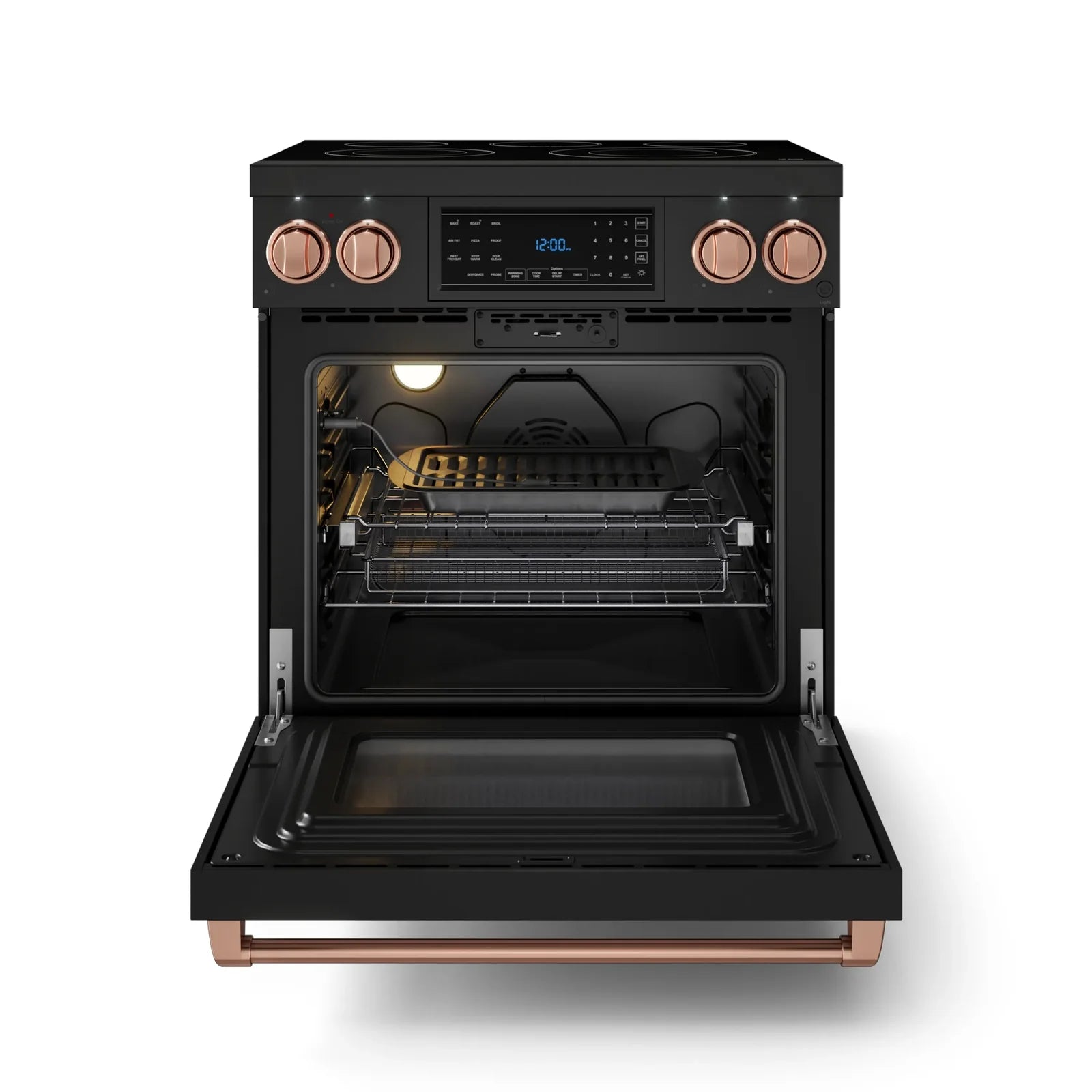 Thor Kitchen Gordon Ramsay Series 30-Inch Professional Electric Range with Tilt Panel Touch Control in Black with Rose Gold Trim RSE30B-RSG