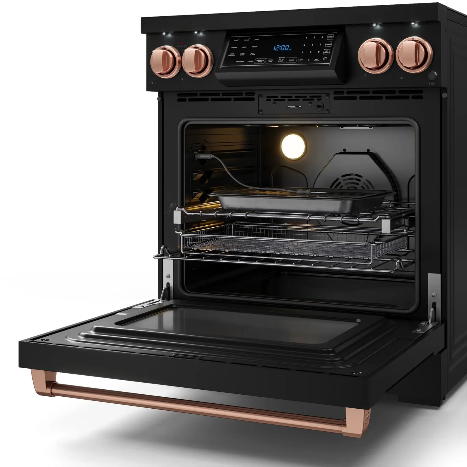 Thor Kitchen Gordon Ramsay Series 30-Inch Professional Electric Range with Tilt Panel Touch Control in Black with Rose Gold Trim RSE30B-RSG