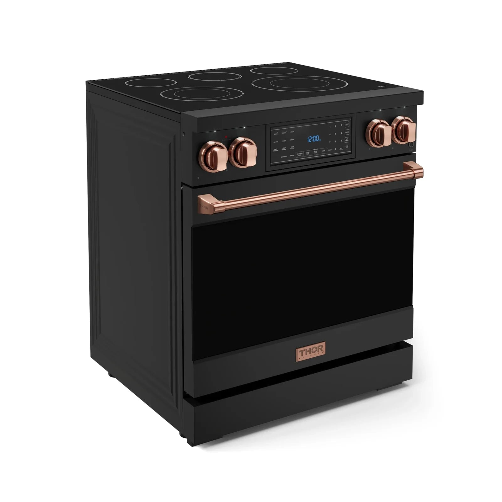 Thor Kitchen Gordon Ramsay Series 30-Inch Professional Electric Range with Tilt Panel Touch Control in Black with Rose Gold Trim RSE30B-RSG