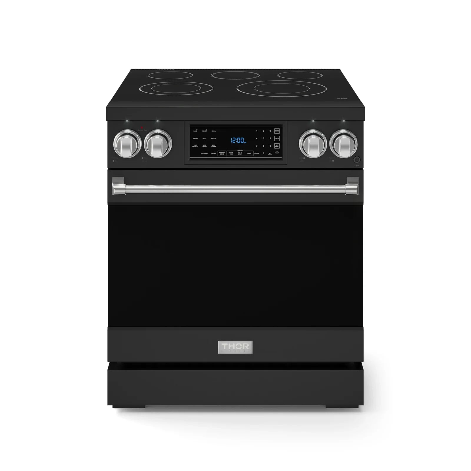 Thor Kitchen Gordon Ramsay Series 30-Inch Professional Electric Range with Tilt Panel Touch Control in Black with Stainless Steel Trim RSE30B-SS