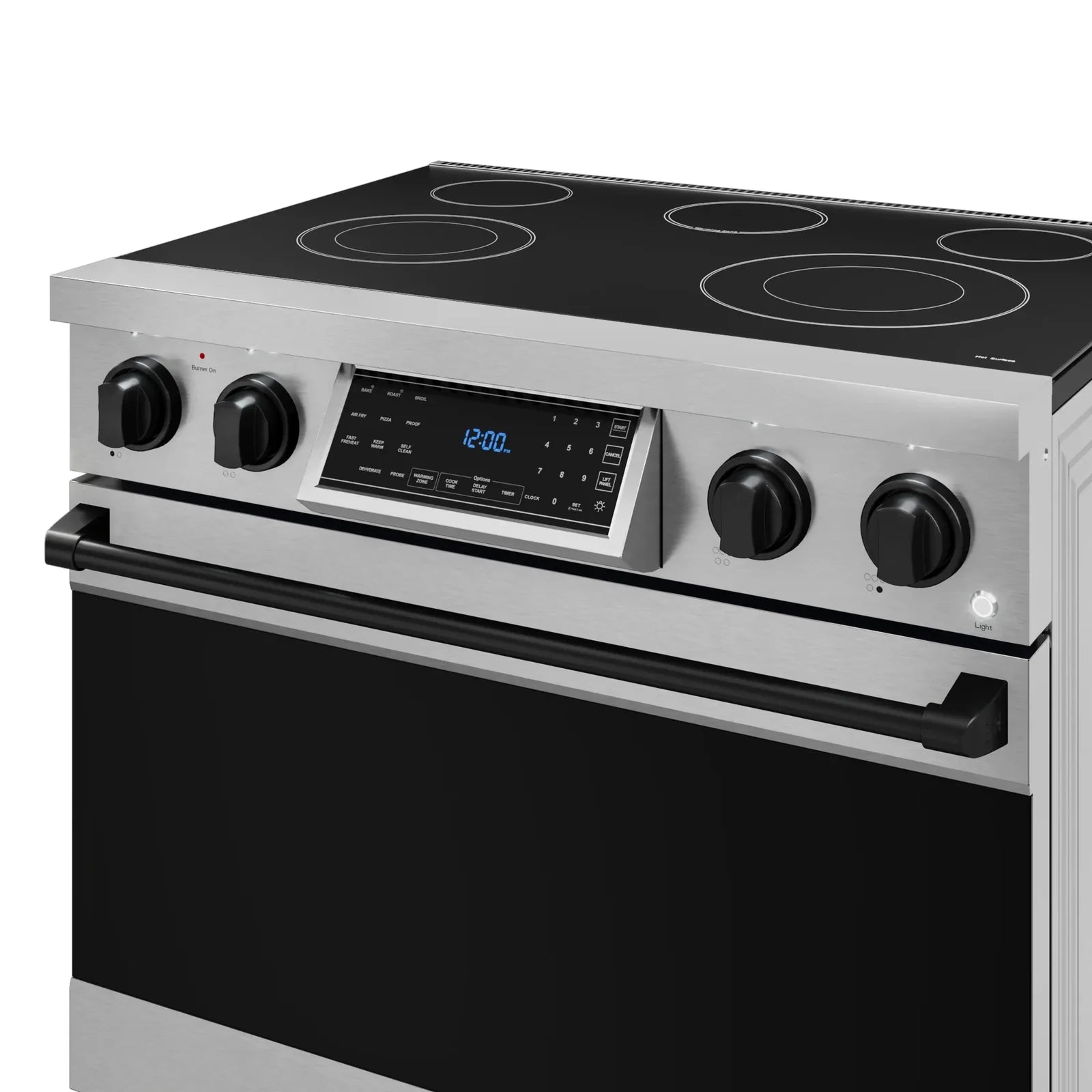 Thor Kitchen Gordon Ramsay Series 36-Inch Professional Electric Range with Tilt Panel Touch Control in Stainless Steel with Black Trim RSE36-BLK