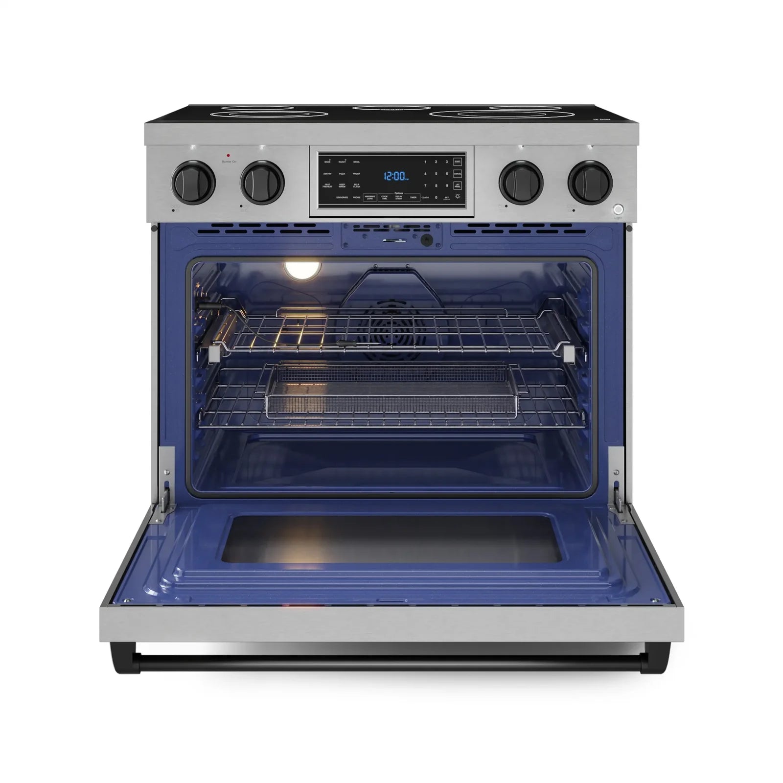 Thor Kitchen Gordon Ramsay Series 36-Inch Professional Electric Range with Tilt Panel Touch Control in Stainless Steel with Black Trim RSE36-BLK