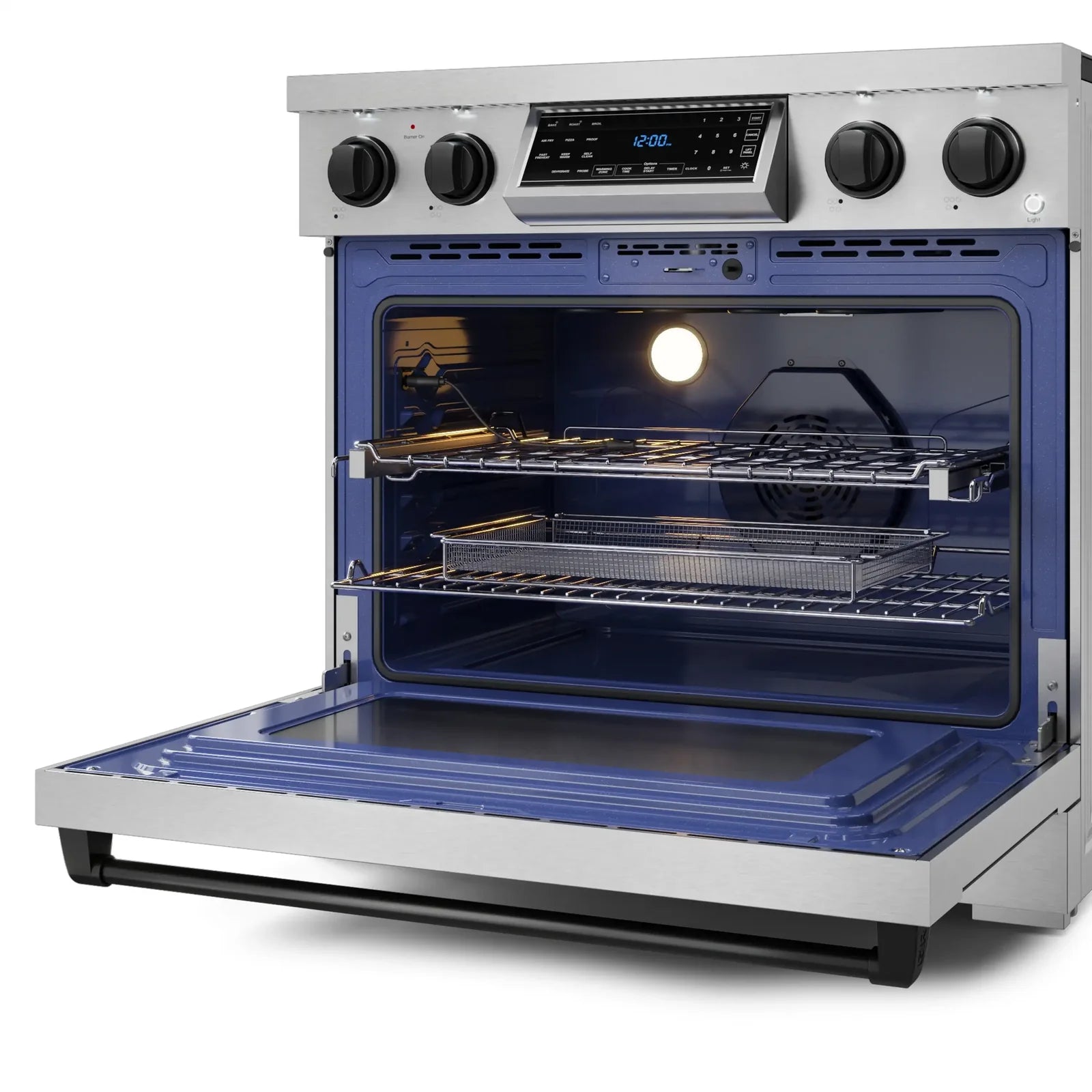 Thor Kitchen Gordon Ramsay Series 36-Inch Professional Electric Range with Tilt Panel Touch Control in Stainless Steel with Black Trim RSE36-BLK