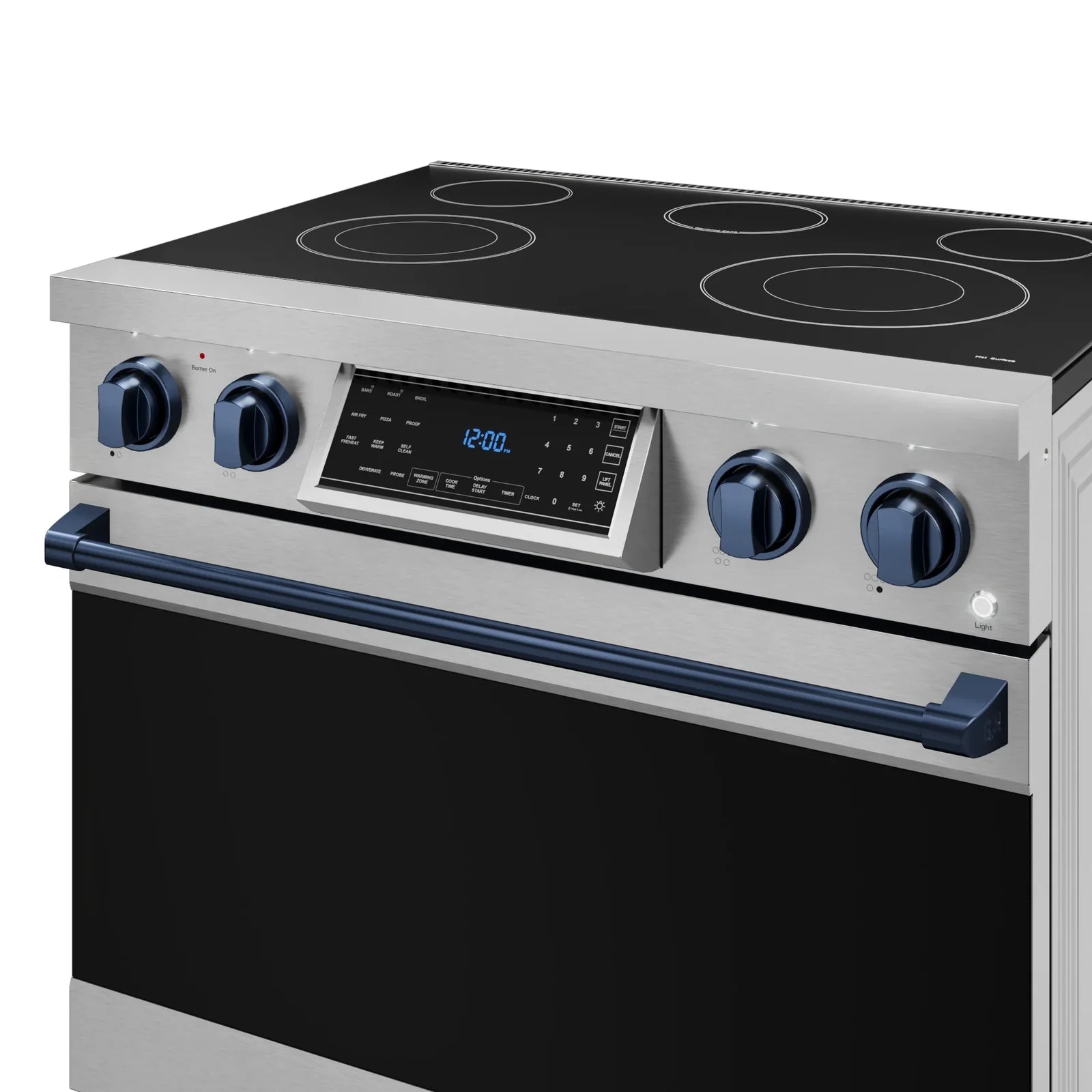 Thor Kitchen Gordon Ramsay Series 36-Inch Professional Electric Range with Tilt Panel Touch Control in Stainless Steel with Navy Blue Trim RSE36-BLU