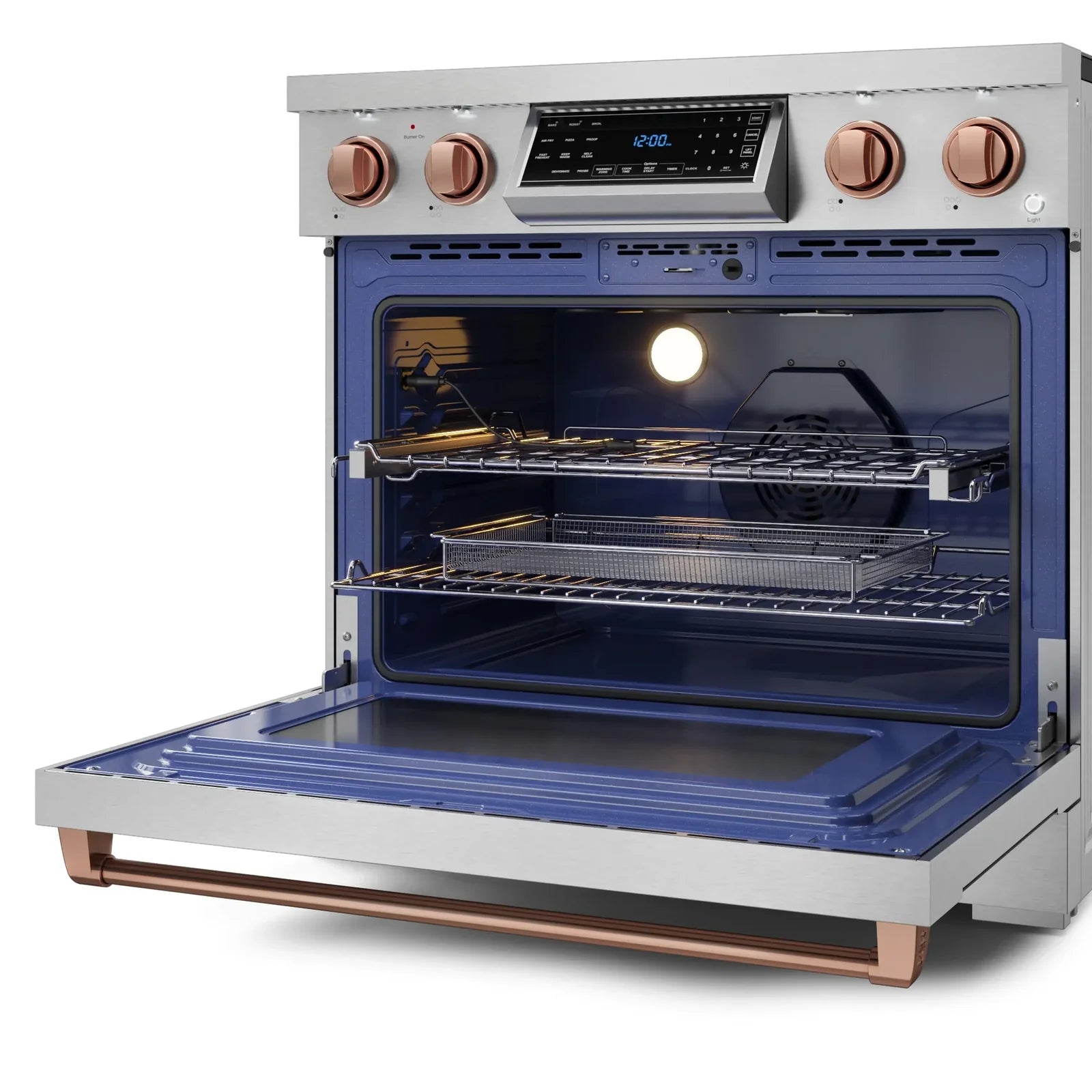 Thor Kitchen Gordon Ramsay Series 36-Inch Professional Electric Range with Tilt Panel Touch Control in Stainless Steel with Rose Gold Trim RSE36-RSG