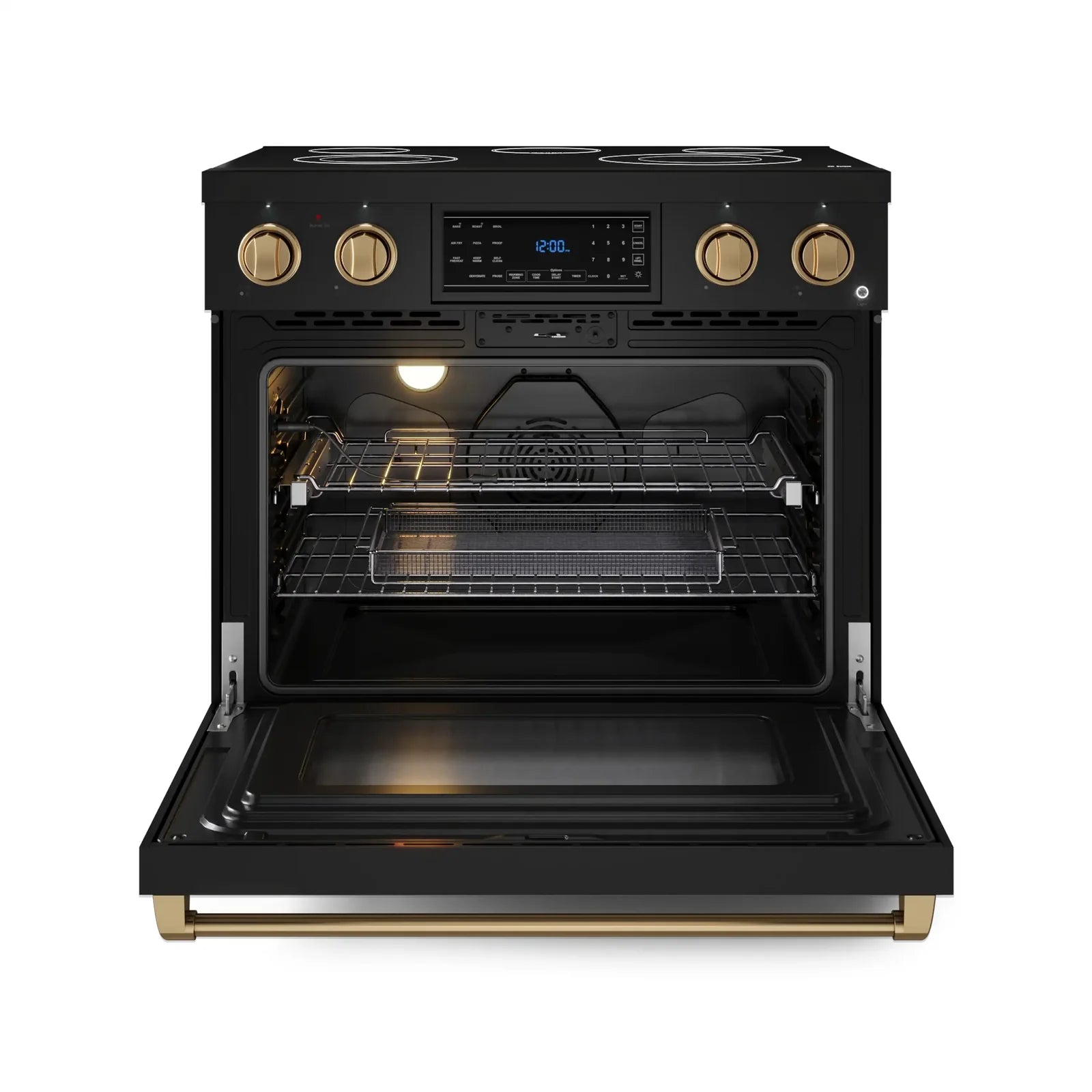 Thor Kitchen Gordon Ramsay Series 36-Inch Professional Electric Range with Tilt Panel Touch Control in Black with Bronze Trim RSE36B-BRZ