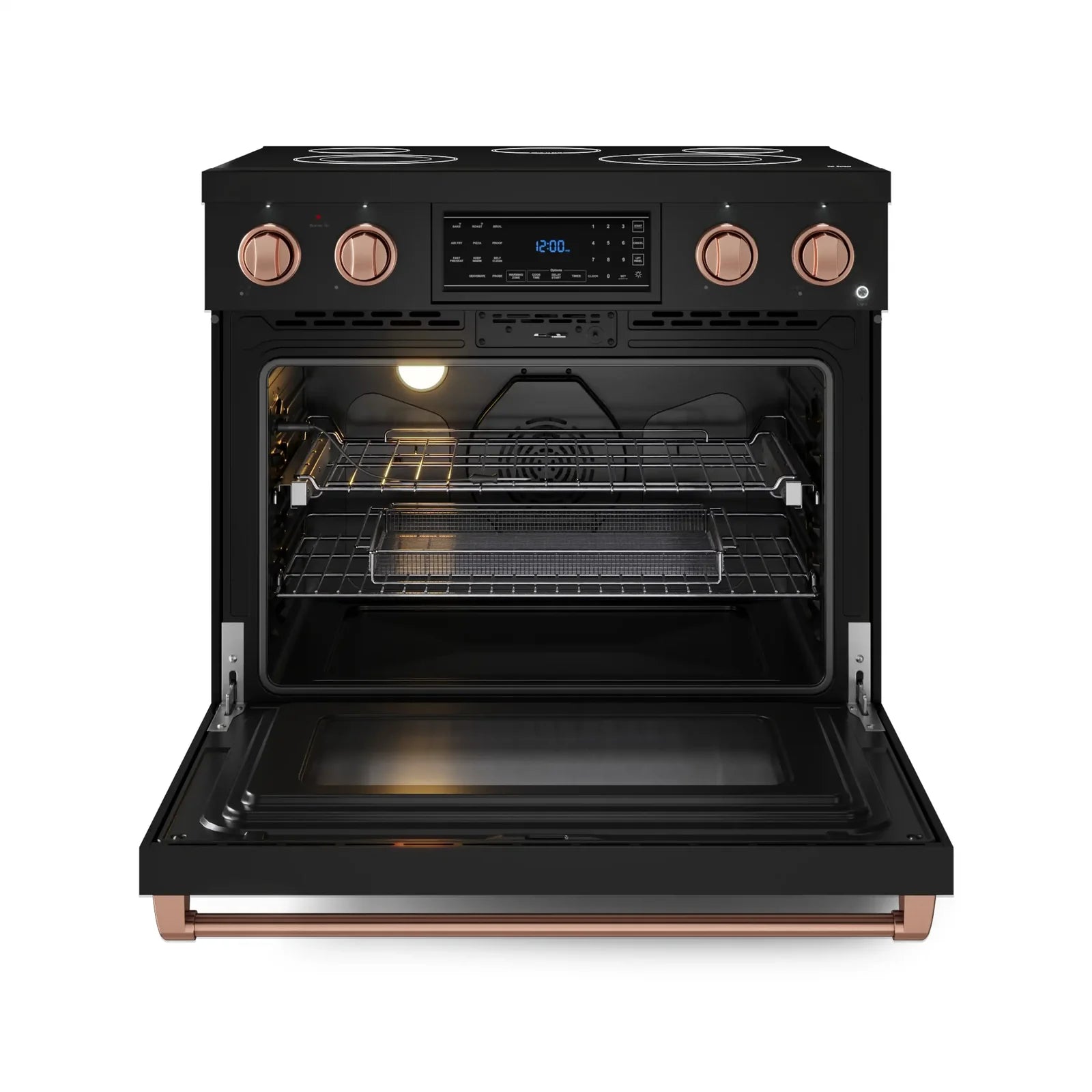 Thor Kitchen Gordon Ramsay Series 36-Inch Professional Electric Range with Tilt Panel Touch Control in Black with Rose Gold Trim RSE36B-RSG