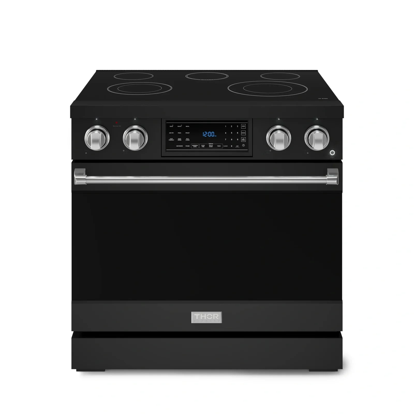 Thor Kitchen Gordon Ramsay Series 36-Inch Professional Electric Range with Tilt Panel Touch Control in Black with Stainless Steel Trim RSE36B-SS