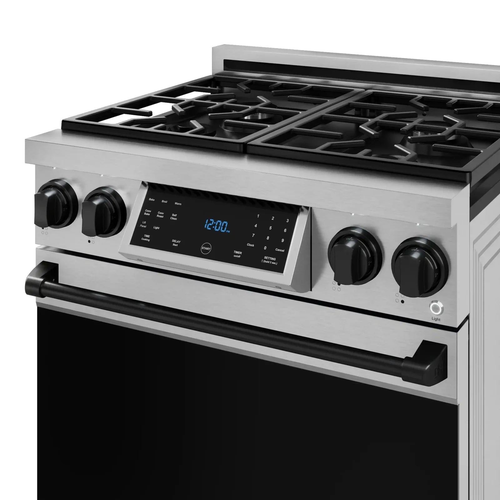 Thor Kitchen Gordon Ramsay Series 30-Inch Professional Liquid Propane/Gas Range with Tilt Panel Touch Control in Stainless Steel with Black Trim RSG30-BLK/RSG30LP-BLK