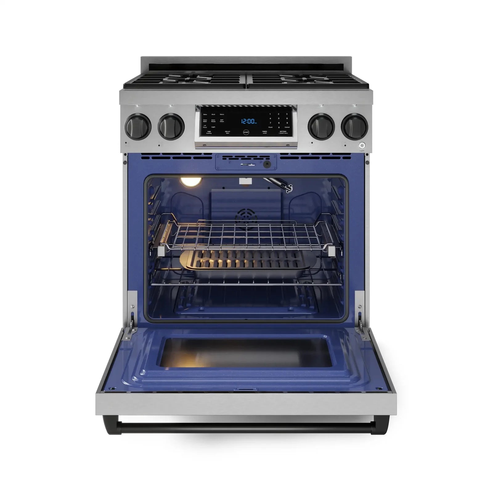 Thor Kitchen Gordon Ramsay Series 30-Inch Professional Liquid Propane/Gas Range with Tilt Panel Touch Control in Stainless Steel with Black Trim RSG30-BLK/RSG30LP-BLK