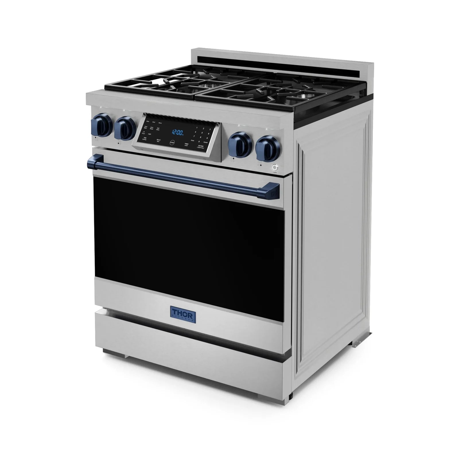 Thor Kitchen Gordon Ramsay Series 30-Inch Professional Liquid Propane/Gas Range with Tilt Panel Touch Control in Stainless Steel with Navy Blue Trim RSG30-BLU/RSG30LP-BLU