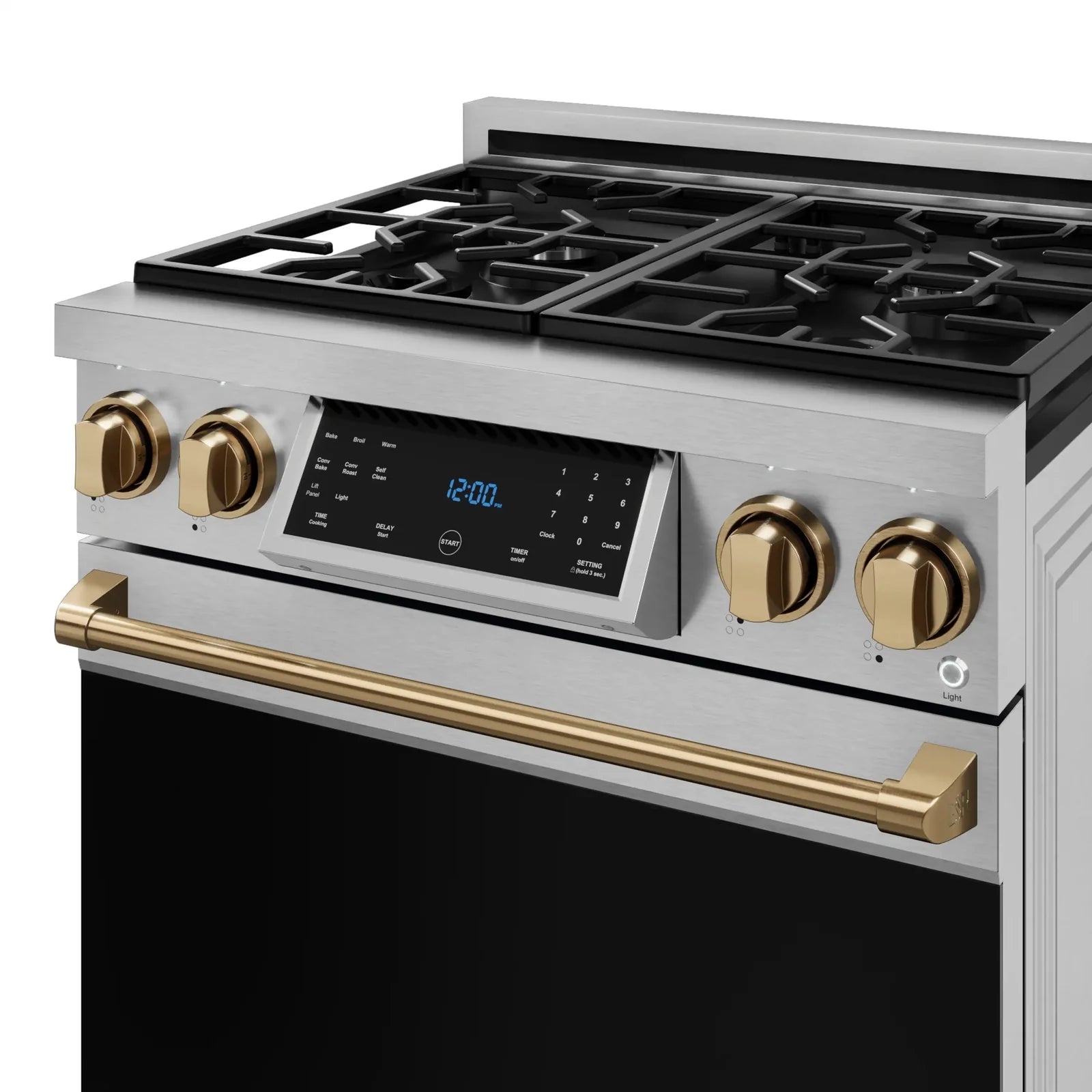Thor Kitchen Gordon Ramsay Series 30-Inch Professional Liquid Propane/Gas Range with Tilt Panel Touch Control in Stainless Steel with Bronze Trim RSG30-BRZ/RSG30LP-BRZ