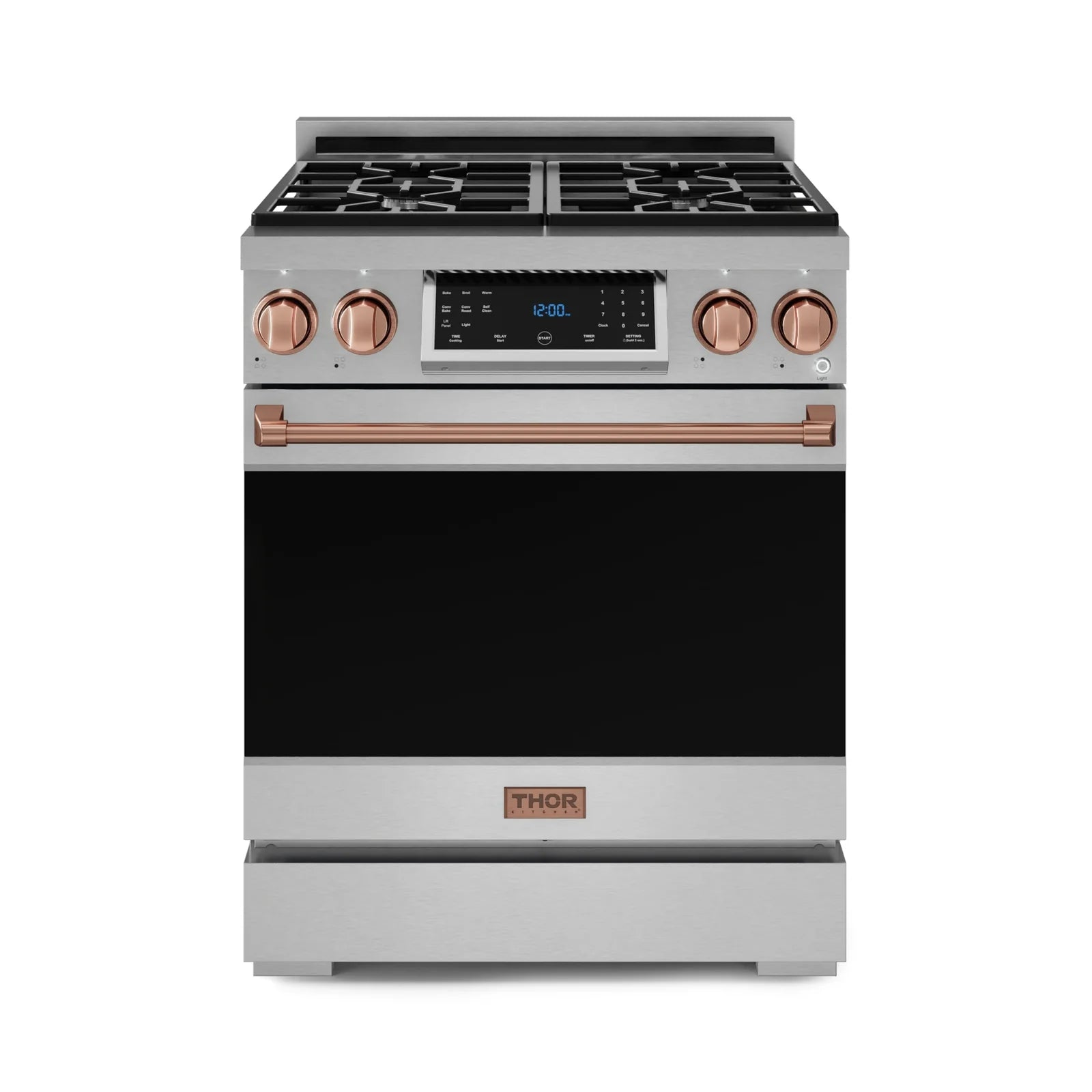 Thor Kitchen Gordon Ramsay Series 30-Inch Professional Liquid Propane/Gas Range with Tilt Panel Touch Control in Stainless Steel with Rose Gold Trim RSG30-RSG/RSG30LP-RSG