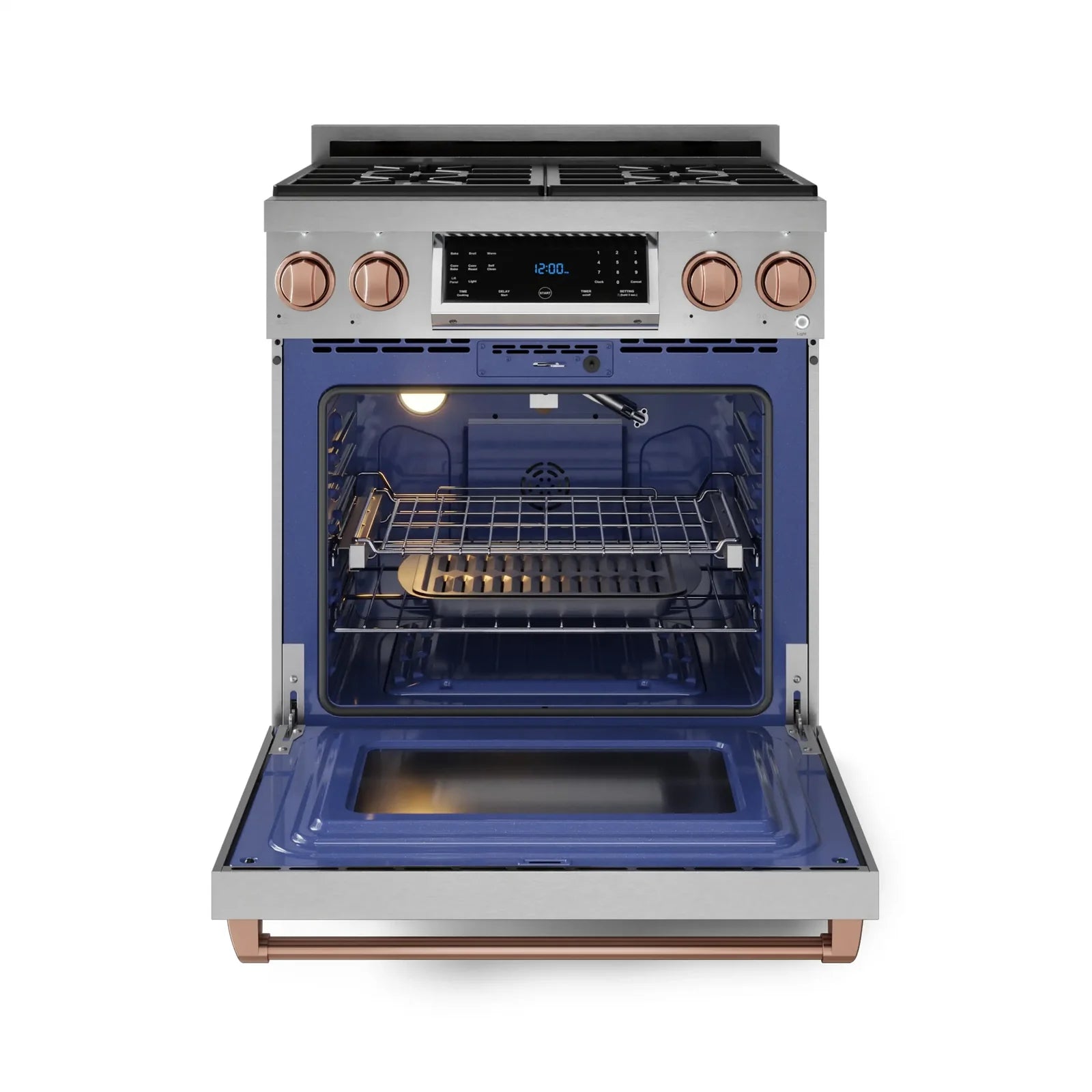 Thor Kitchen Gordon Ramsay Series 30-Inch Professional Liquid Propane/Gas Range with Tilt Panel Touch Control in Stainless Steel with Rose Gold Trim RSG30-RSG/RSG30LP-RSG