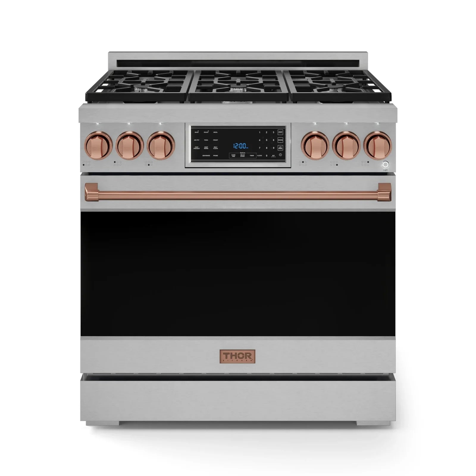 Thor Kitchen Gordon Ramsay Series 36-Inch Professional Liquid Propane/Gas Range with Tilt Panel Touch Control in Stainless Steel with Rose Gold Trim RSG36-RSG/RSG36LP-RSG
