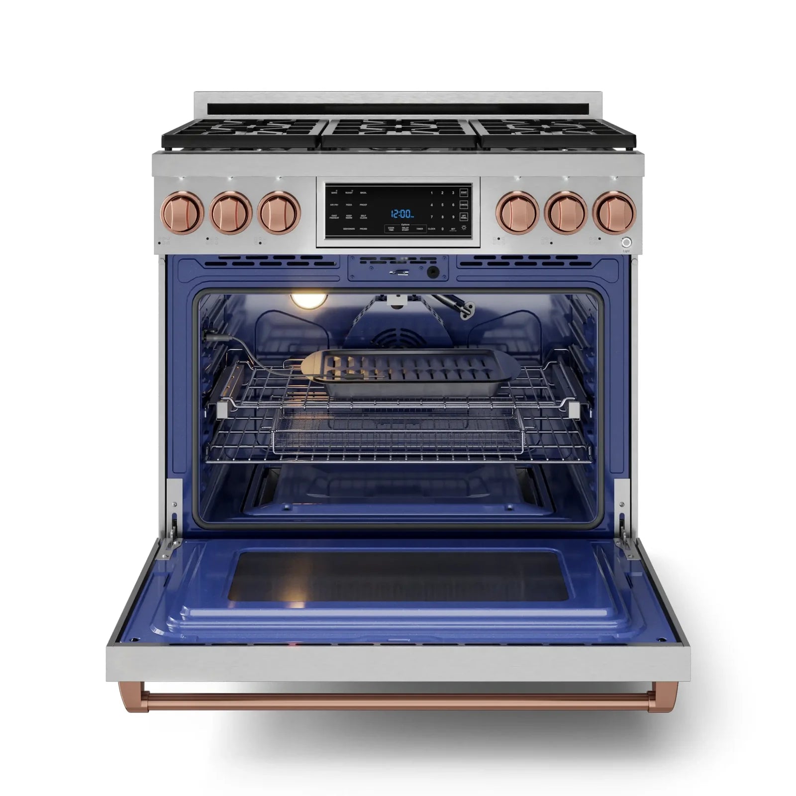 Thor Kitchen Gordon Ramsay Series 36-Inch Professional Liquid Propane/Gas Range with Tilt Panel Touch Control in Stainless Steel with Rose Gold Trim RSG36-RSG/RSG36LP-RSG