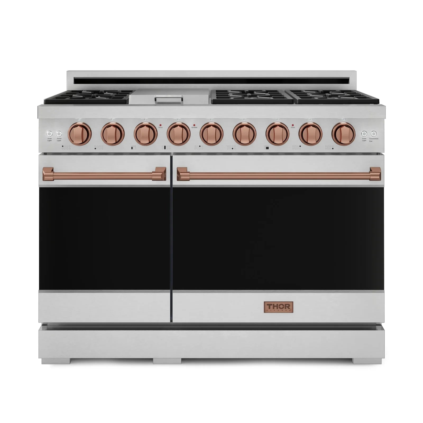 Thor Kitchen Gordon Ramsay Series 48-Inch Professional Liquid Propane/Gas Range with Double Oven in Stainless Steel with Rose Gold Trim RSG48E-RSG/RSG48ELP-RSG