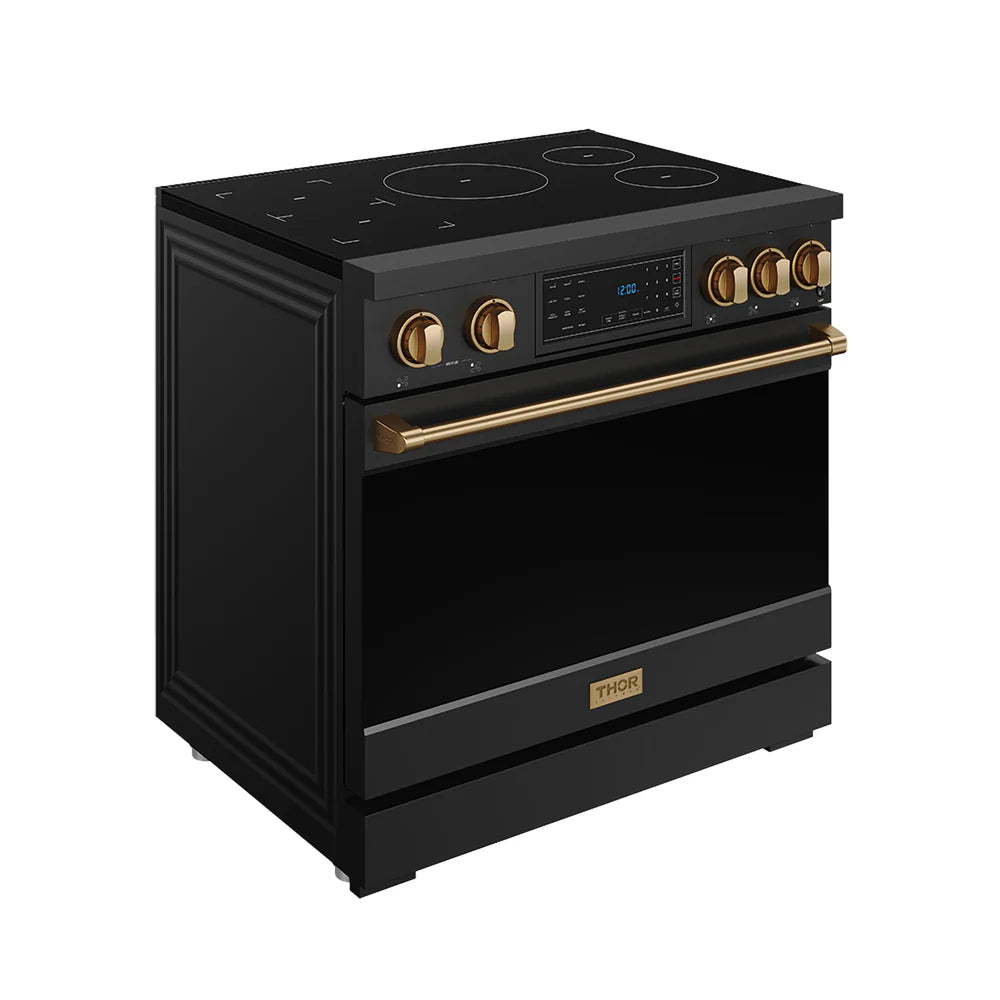 Thor Kitchen Gordon Ramsay Series 36-Inch Professional Induction Range with Tilt Panel Touch Control in Black and Bronze RSI36B-BRZ