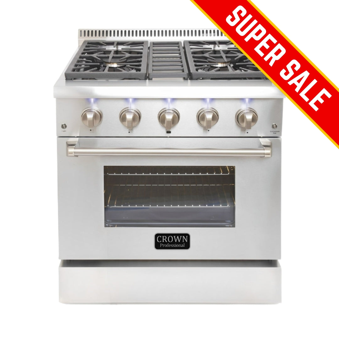 Crown Professional 30 Inch Stainless Steel Dual Fuel Gas Range ARD3001 (Local Pick-up)