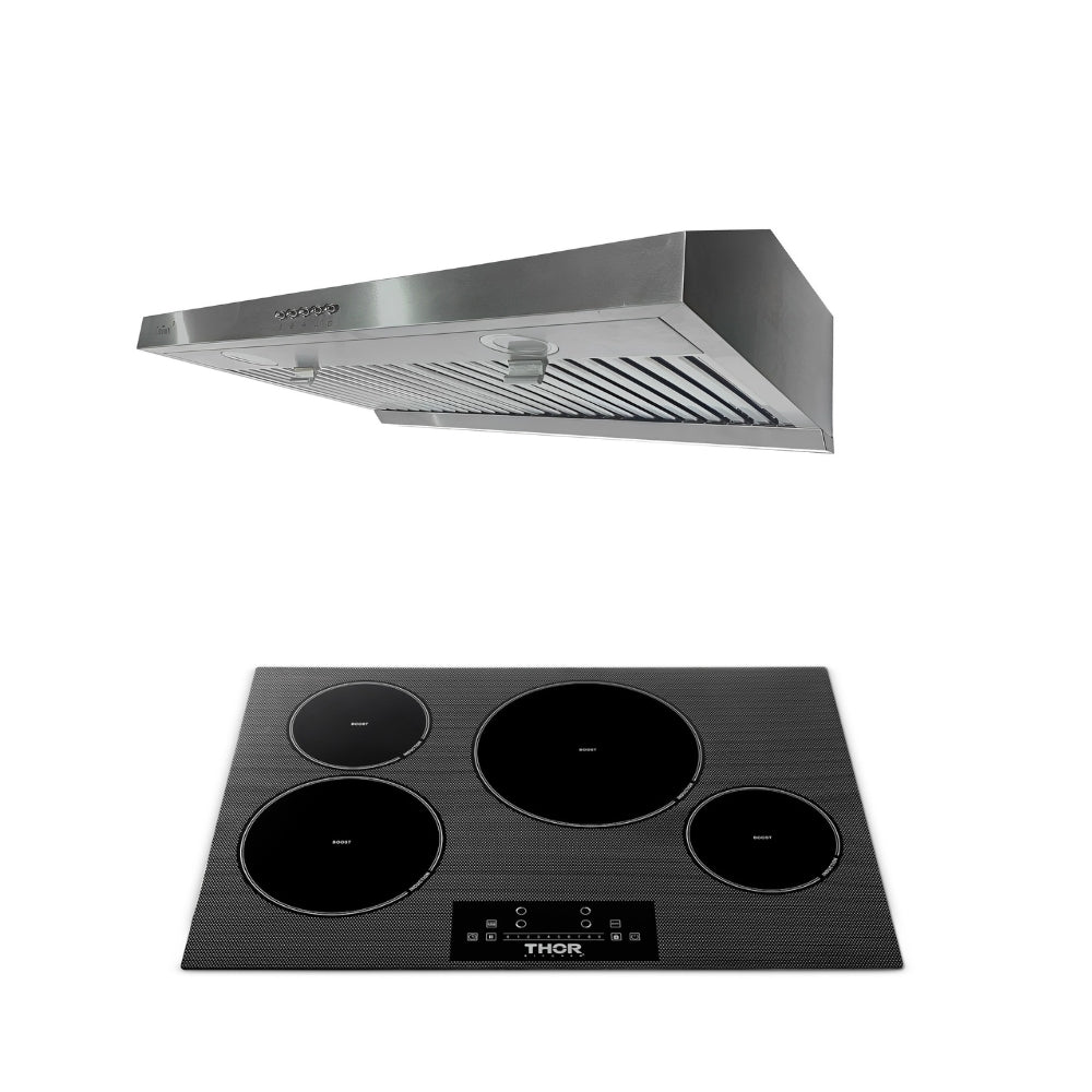 2-PC Bundle Set: Thor Kitchen 30" Induction Cooktop + Crown 30" Under Cabinet Range Hood
