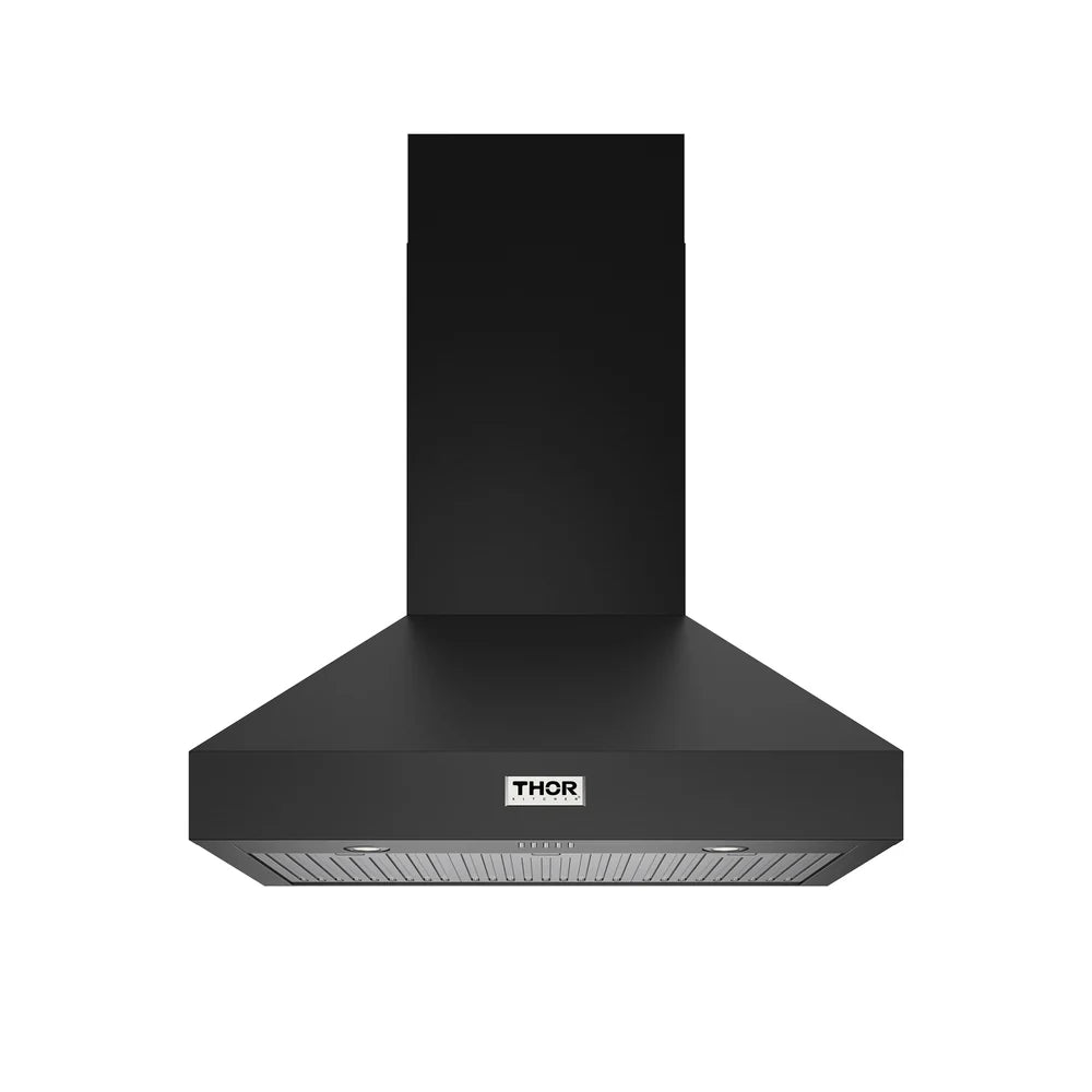 Thor Kitchen 36 Inch Professional Wall Mount Pyramid Range Hood in Black TRH36PB - Range Hood - Thor Kitchen