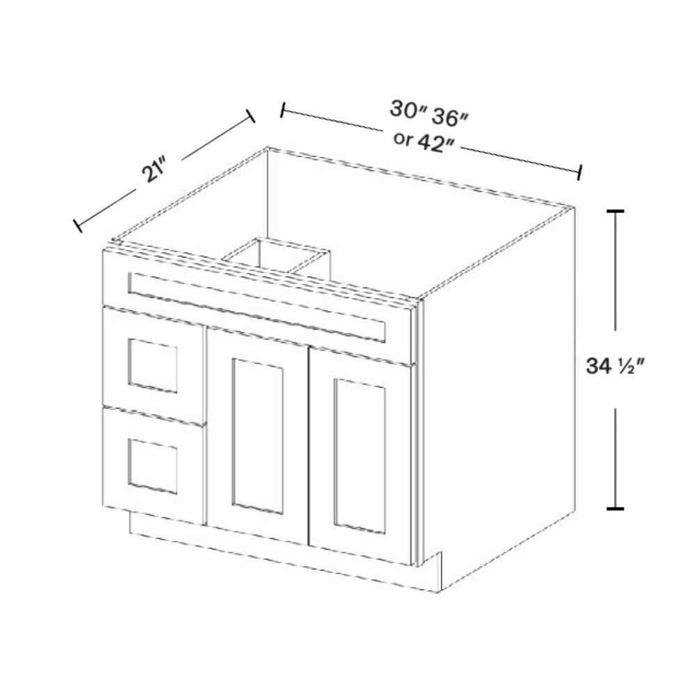 30" Modern Style Bathroom Vanity Sink Drawer Base Set with 2 Drawers V3021TDL