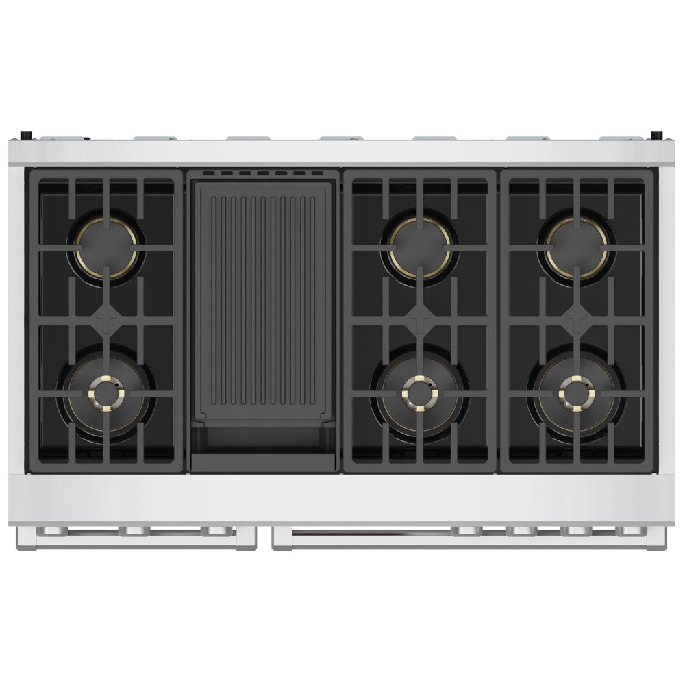 Thor Kitchen 48-Inch Professional Dual Fuel Range with Natural Gas 7 Burners Cooktop and 7.6 Cu. Ft. Electric Convection Oven XRD48E