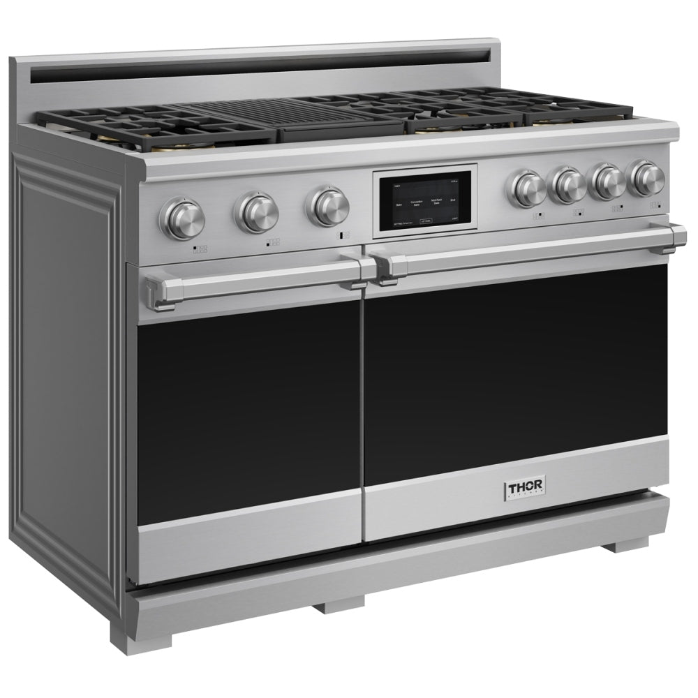 Thor Kitchen 48-Inch Professional Dual Fuel Range with Natural Gas 7 Burners Cooktop and 7.6 Cu. Ft. Electric Convection Oven XRD48E