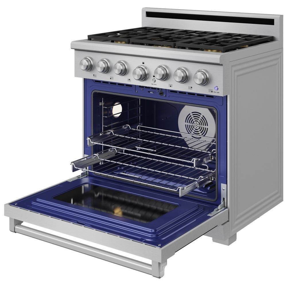 Thor Kitchen 36-Inch Professional Natural Gas Range with 6.0 Cu. Ft. Oven and 6 Cooktop Burners XRG36E