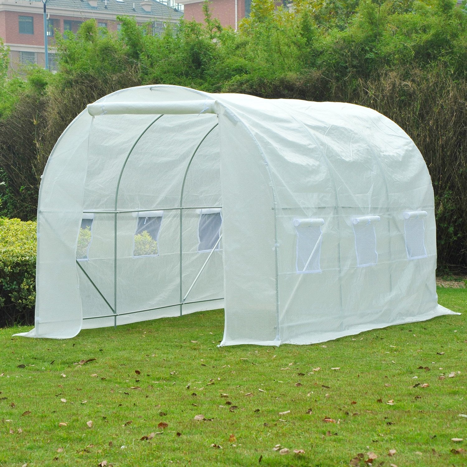 Walk-in Plant Growing White Portable Tunnel Greenhouse 11.5x6.6x6.6ft - RenoShop