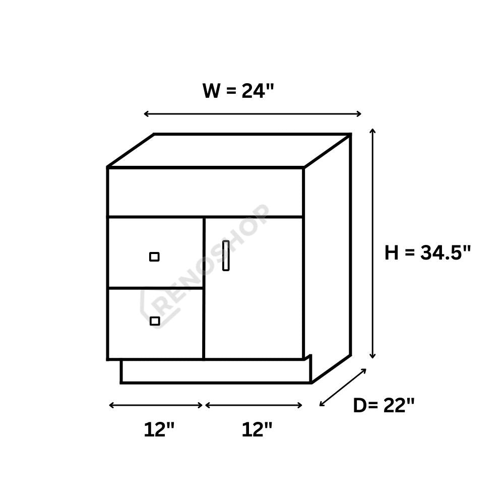 24 Inches Solid Wood Bathroom Vanity Cabinet Only VSD24L
