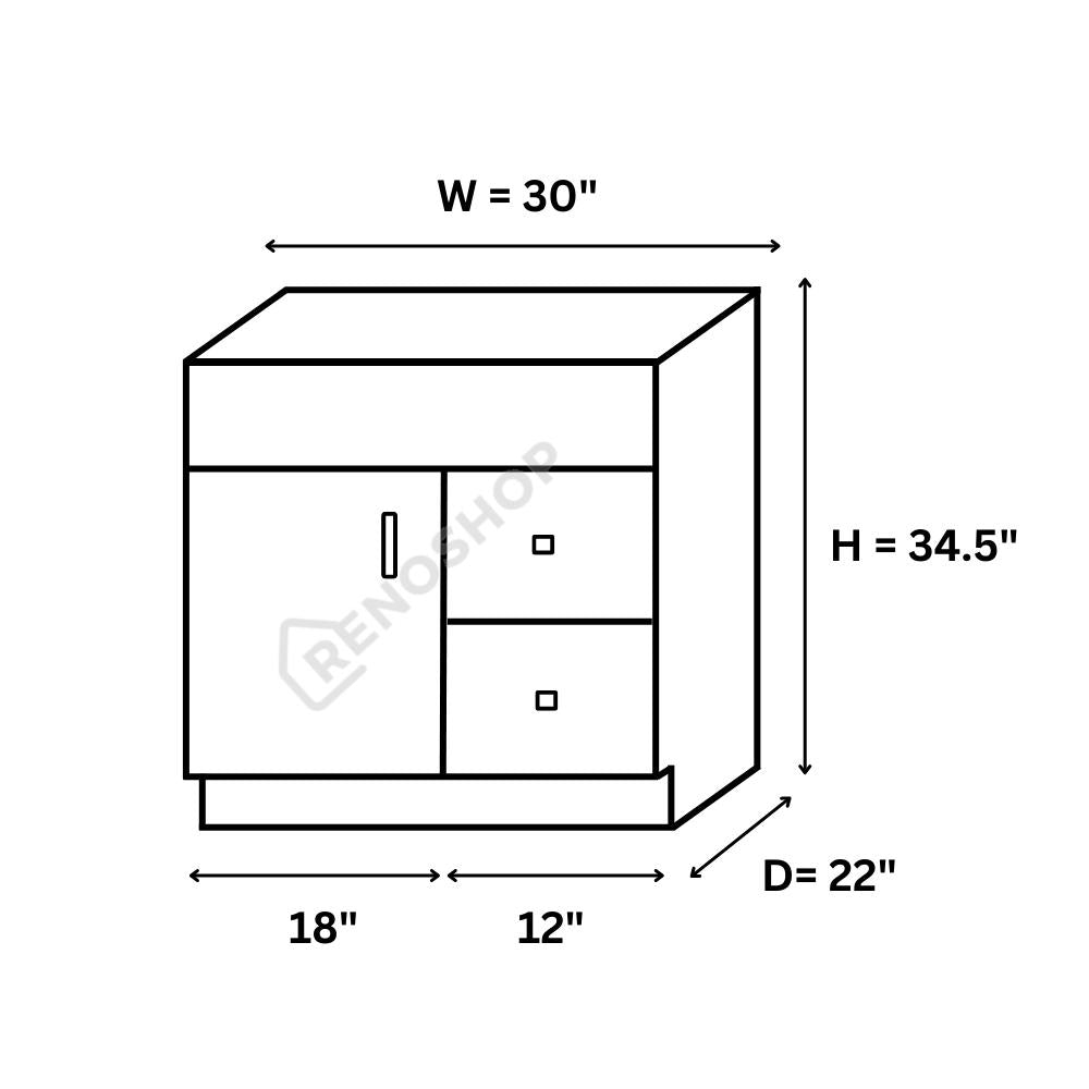 30 Inches Solid Wood Bathroom Vanity Cabinet Only VSD30R