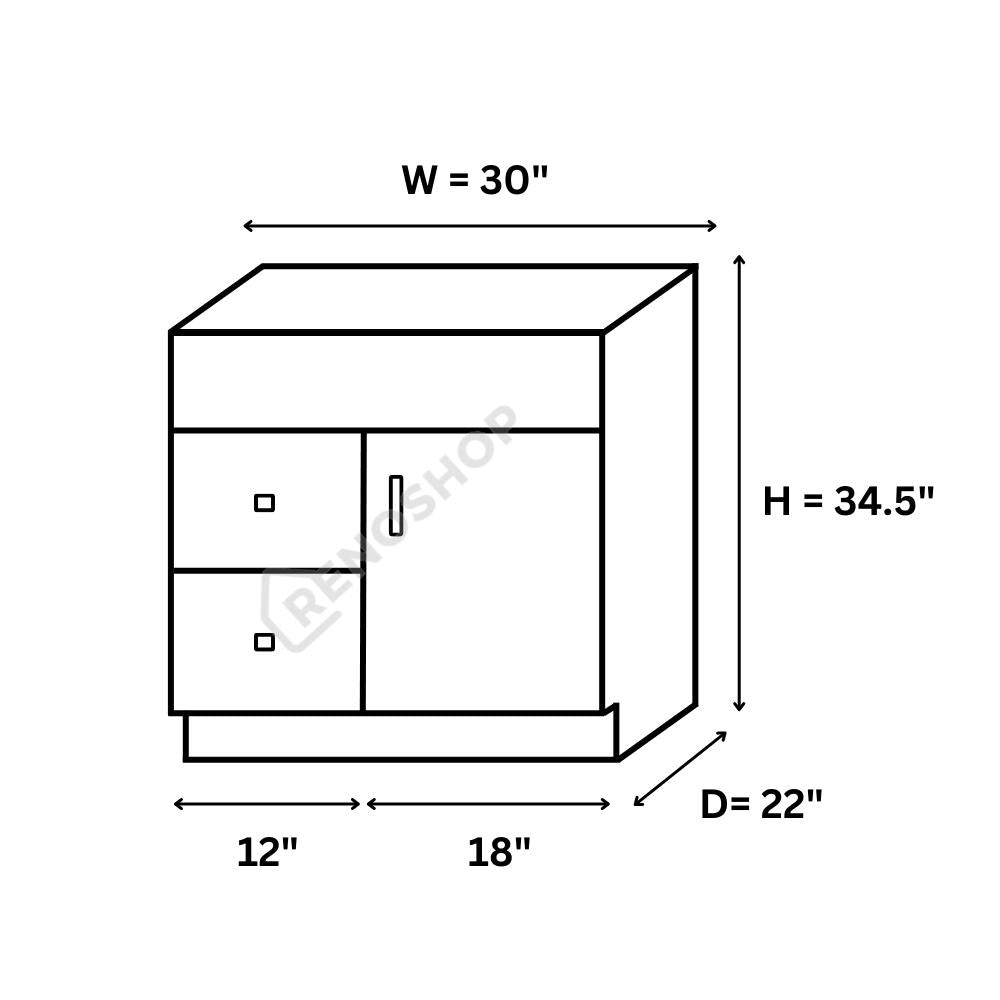 30 Inches Solid Wood Bathroom Vanity Cabinet Only VSD30L